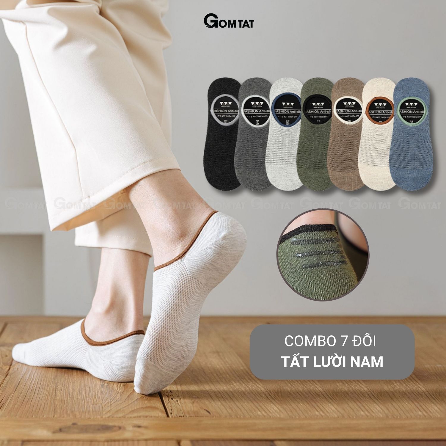 Combo 7 đôi tất lười nam chống tuột gót GOMTAT, vớ lười nam mùa hè đi giày lười cao cấp - MIA-1402-CB7 MIA-1402_thumbnail_6