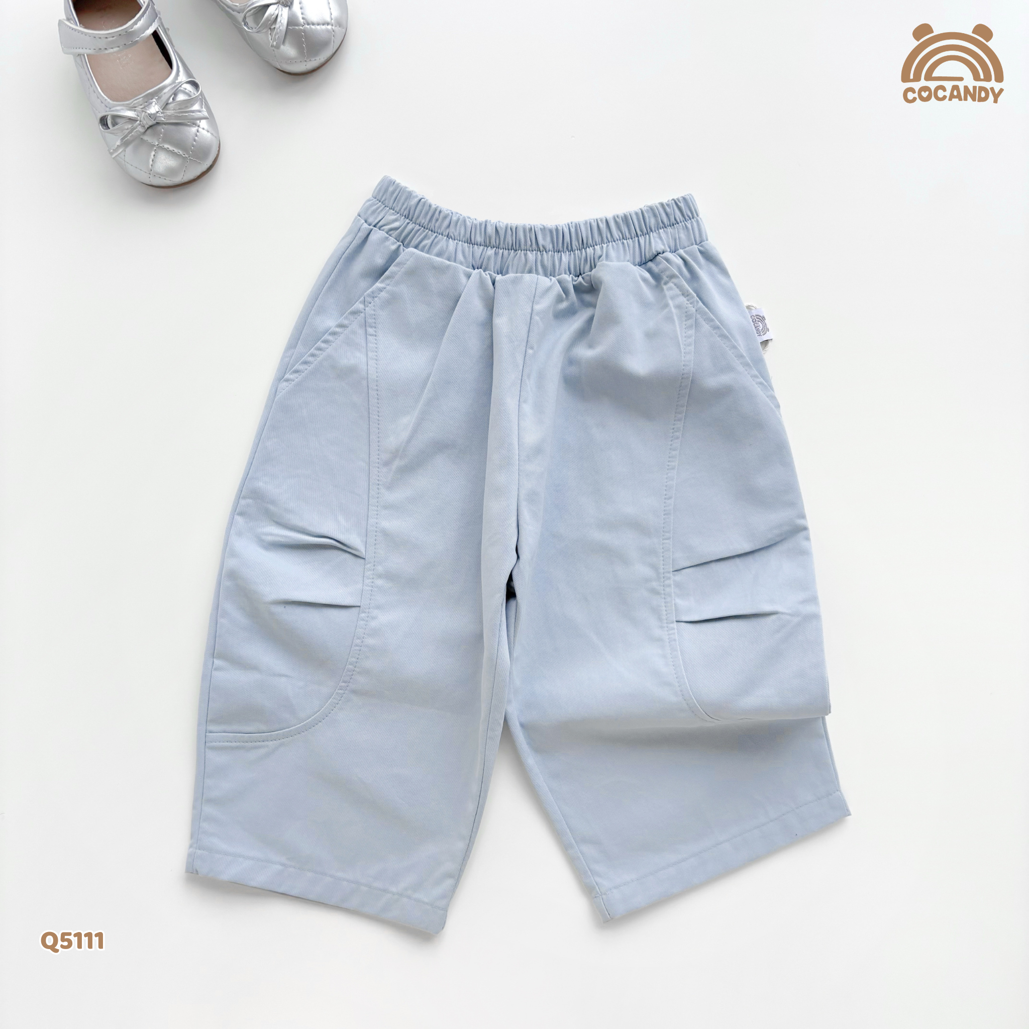 Quần dài thô XANH can ống xếp li_thumbnail_3