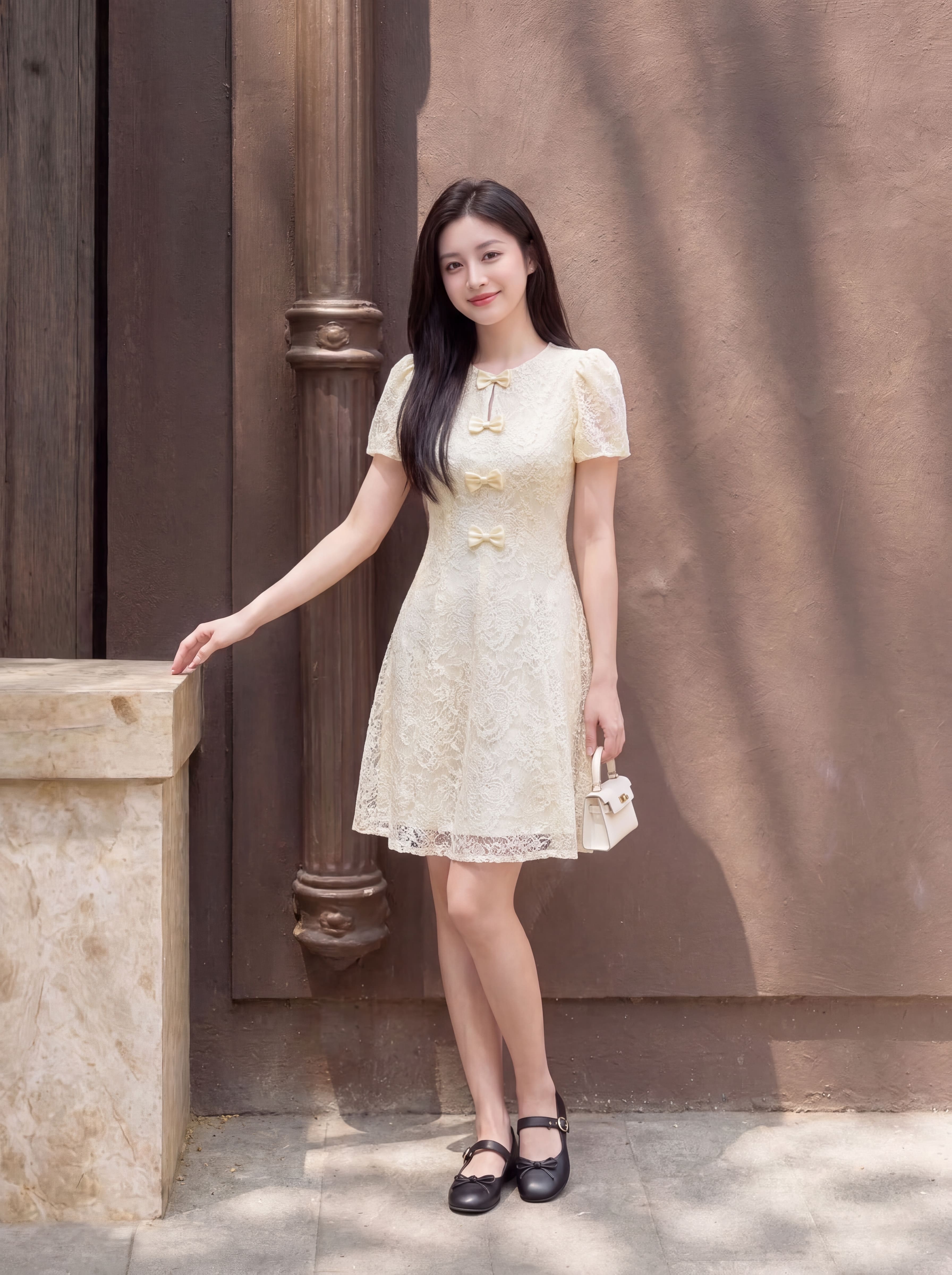 Váy ren cộc tay phối nơ 607001_thumbnail_6