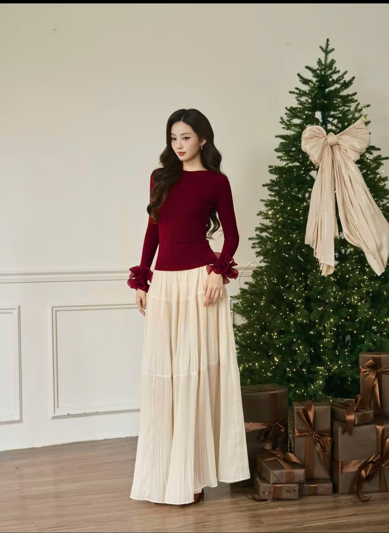 Áo Tay Dài Hoa Tay KAYLIN Rosette Top