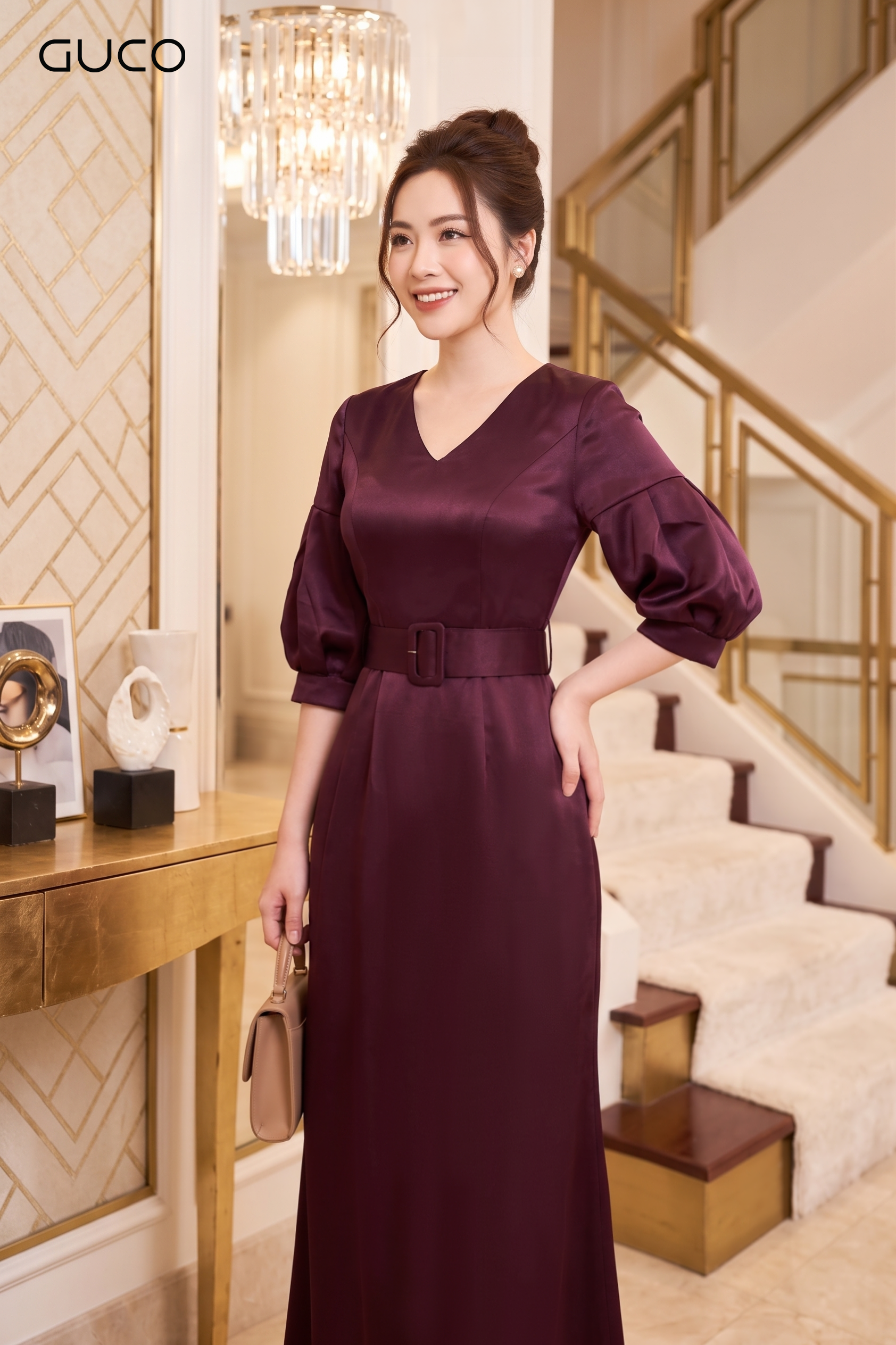 Đầm Dự Tiệc  ĐôTay Bồng Bo Chun Phối Đai Eo - 5270_thumbnail_2