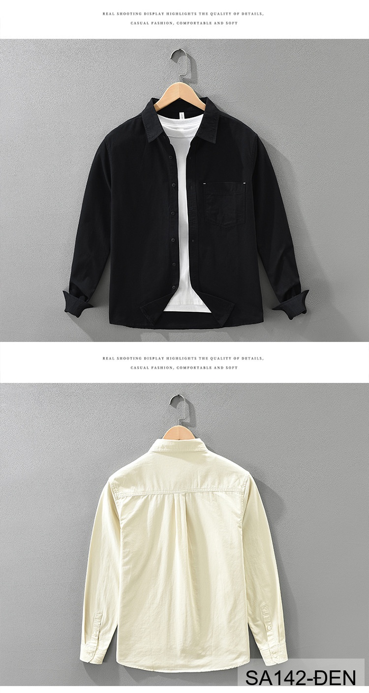 SA142 - Áo Sơ Mi Dài Tay Nam Phong Cách Nhật Bản Chất Cotton 100% Đa Năng_thumbnail_3