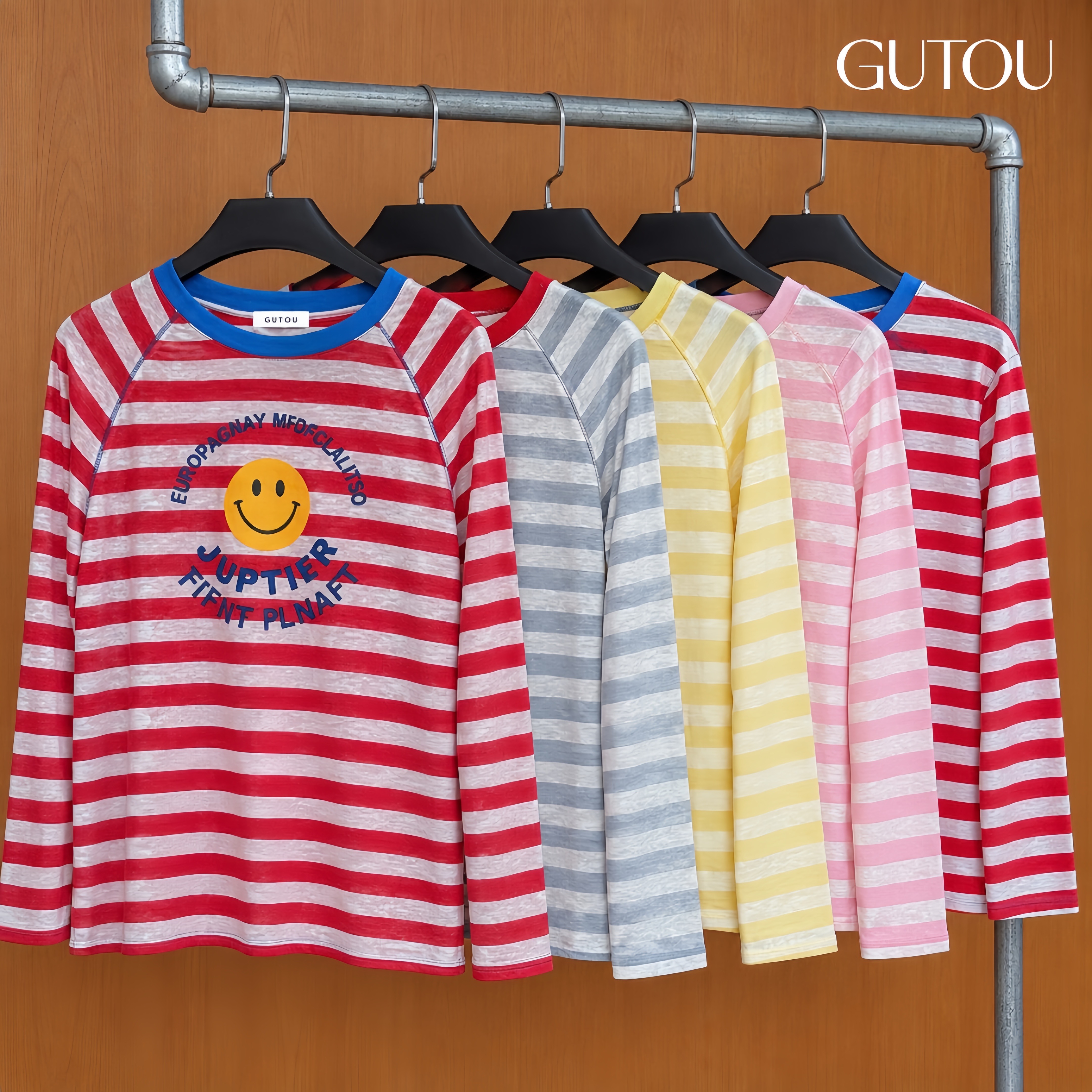 [ GUTOU ] Áo Thun Tay Dài Sọc Ngang Form Rộng Graphic Tee_thumbnail_9