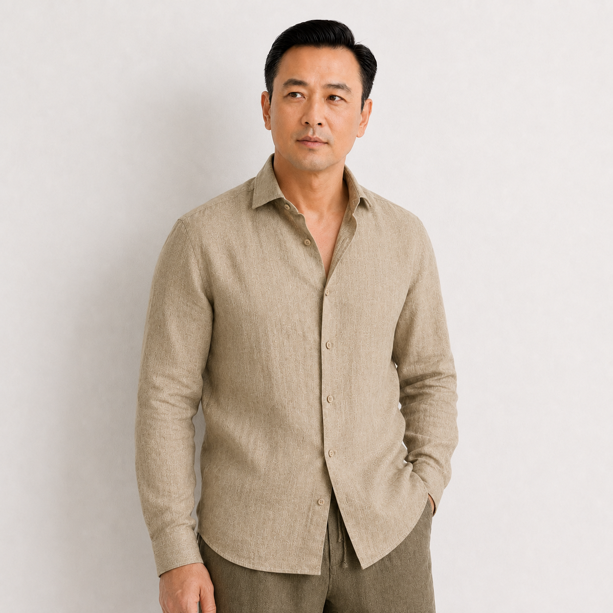 100% PREMIUM LINEN - SƠ MI TAY DÀI - CỔ Ý CUTAWAY - Vạt Bầu_thumbnail_6