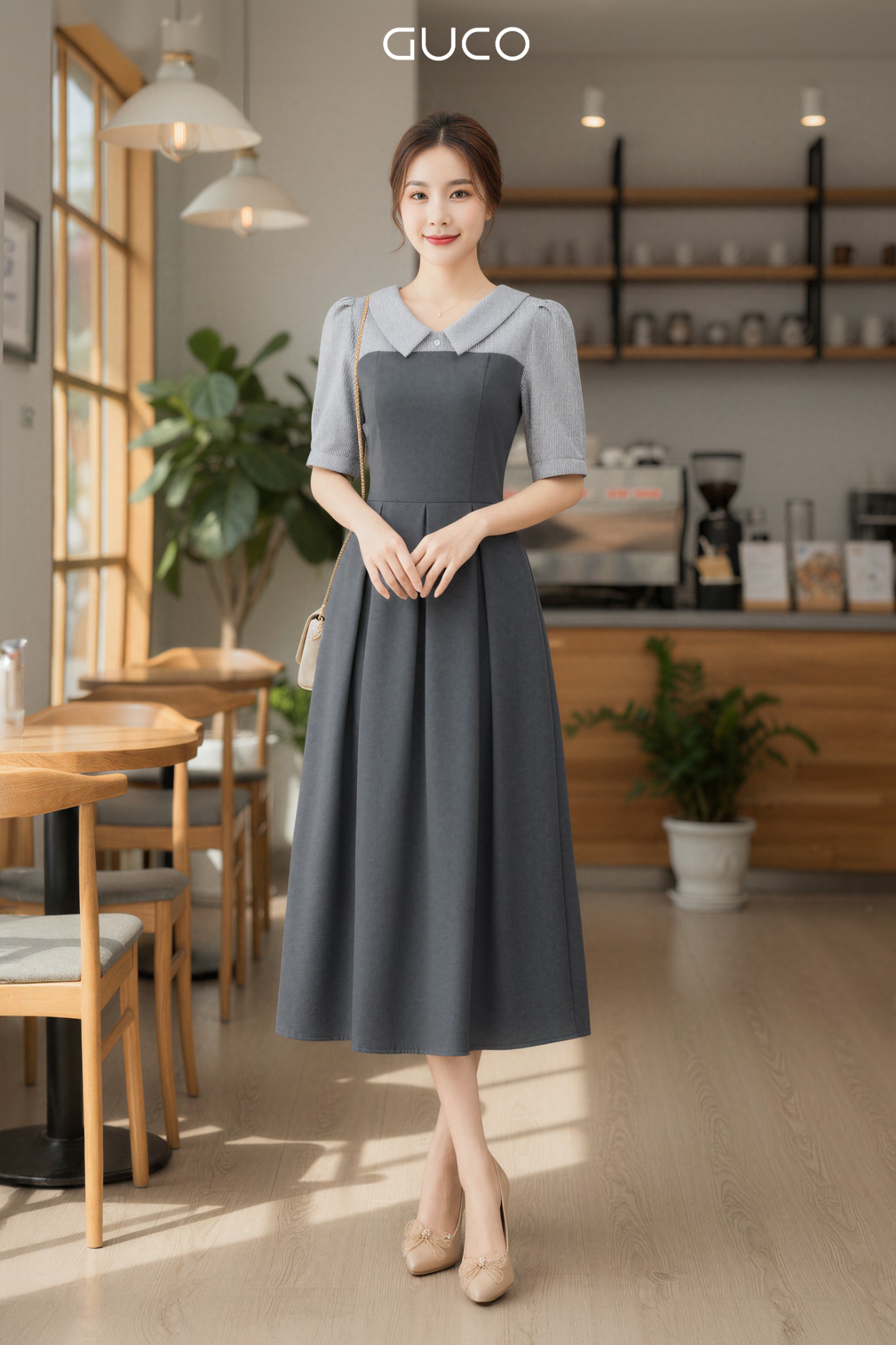 ĐẦM XÒE TAY PHỐI  ĐÍNH NÚT - XÁM_thumbnail_3