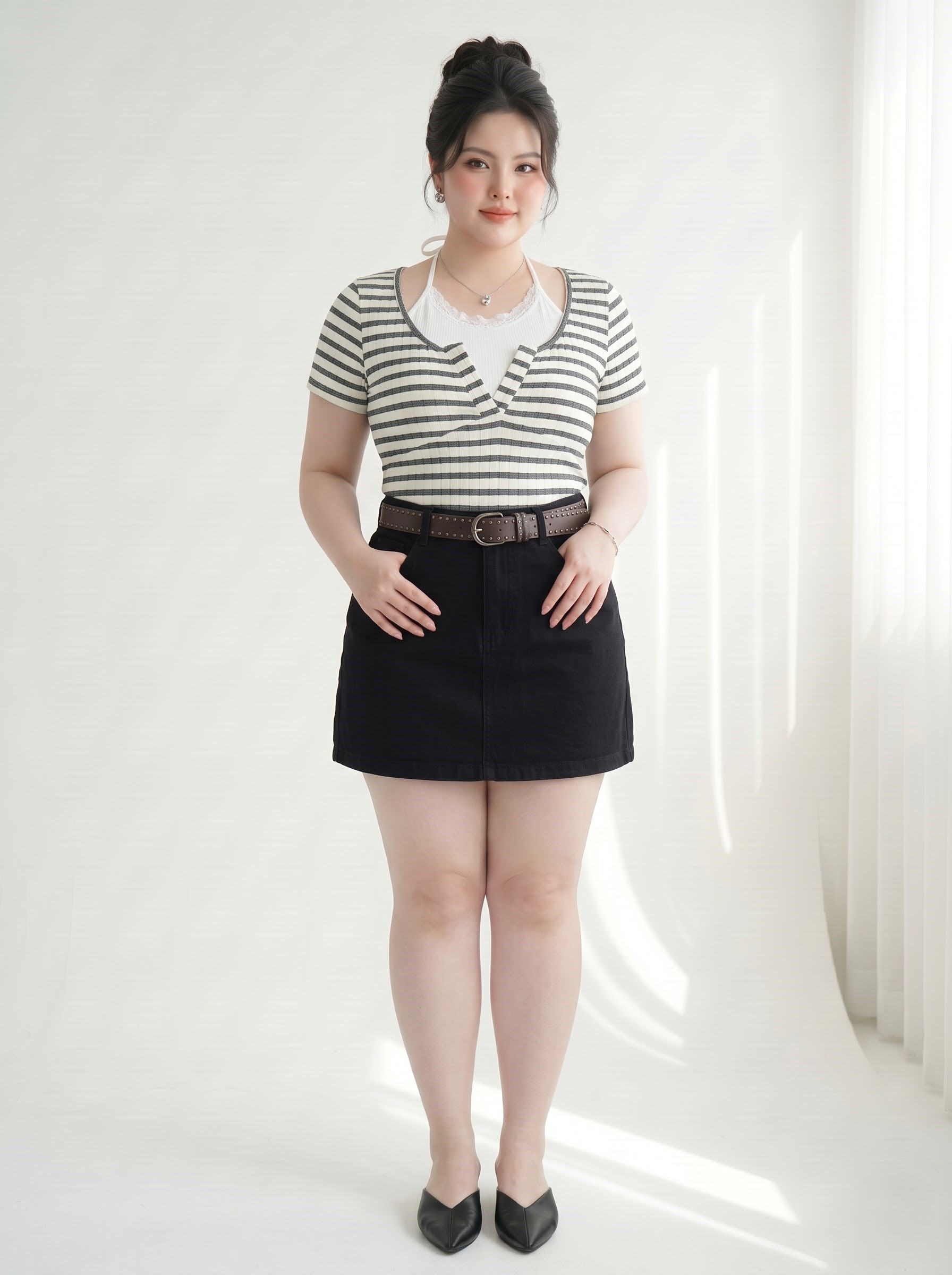 Chân Váy Jean Thêu Ngựa Bigsize Có Quần Bảo Hộ Cạp Cao - Nhiều Màu - Size 30–35 - T-JV2128_thumbnail_4