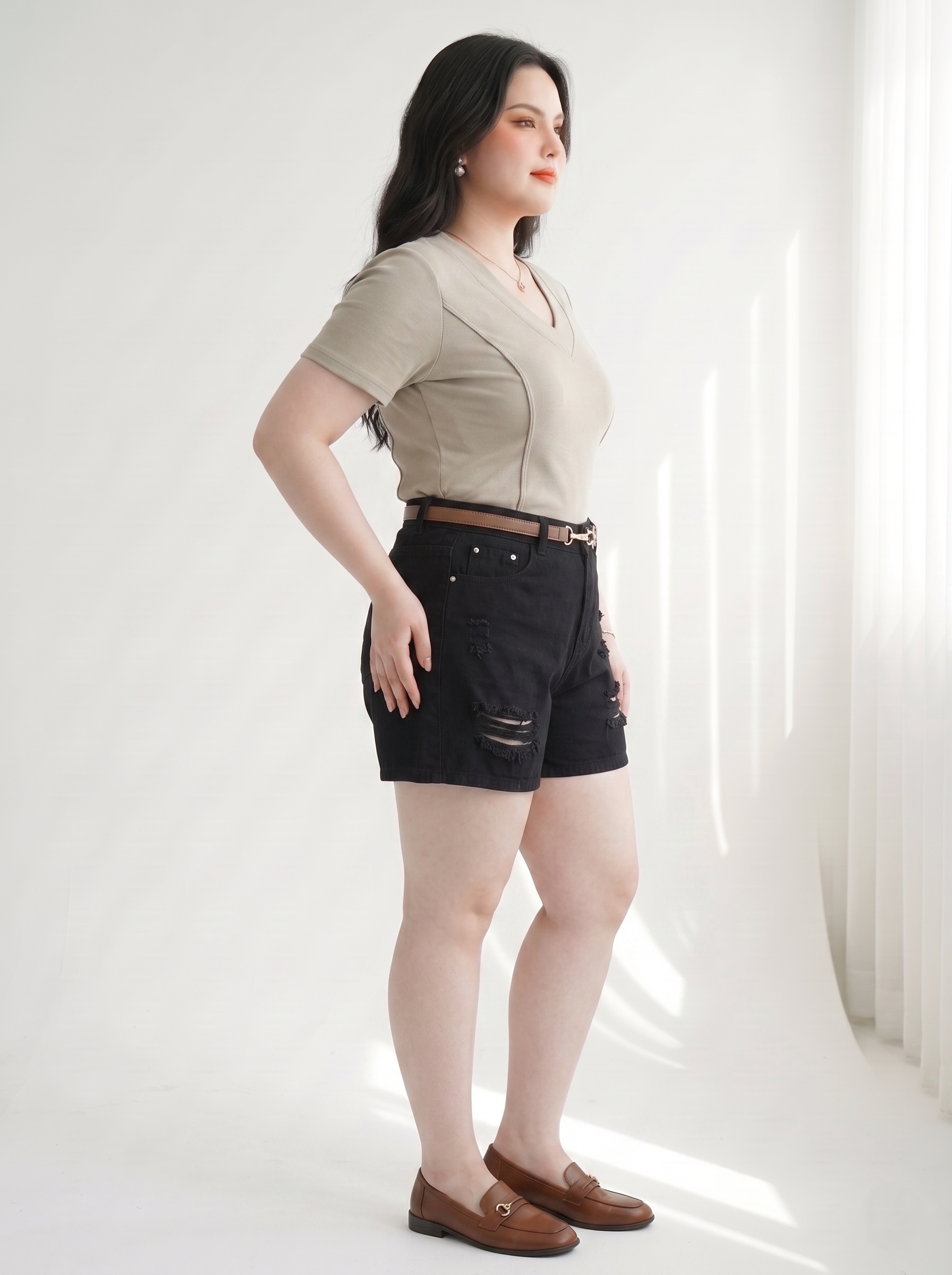 Quần Short Jean Lửng Rách Bigsize Dài 40 Dễ Phối - Trắng - Vừa 55-90kg - T-QSJ4024