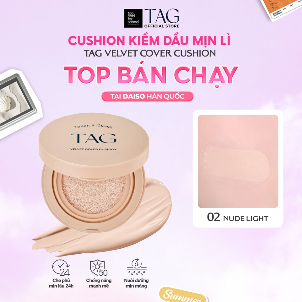 [TAG] Cushion Tag Velvet Cover 15g kiềm dầu chống nắng SPF 50+ PA+++