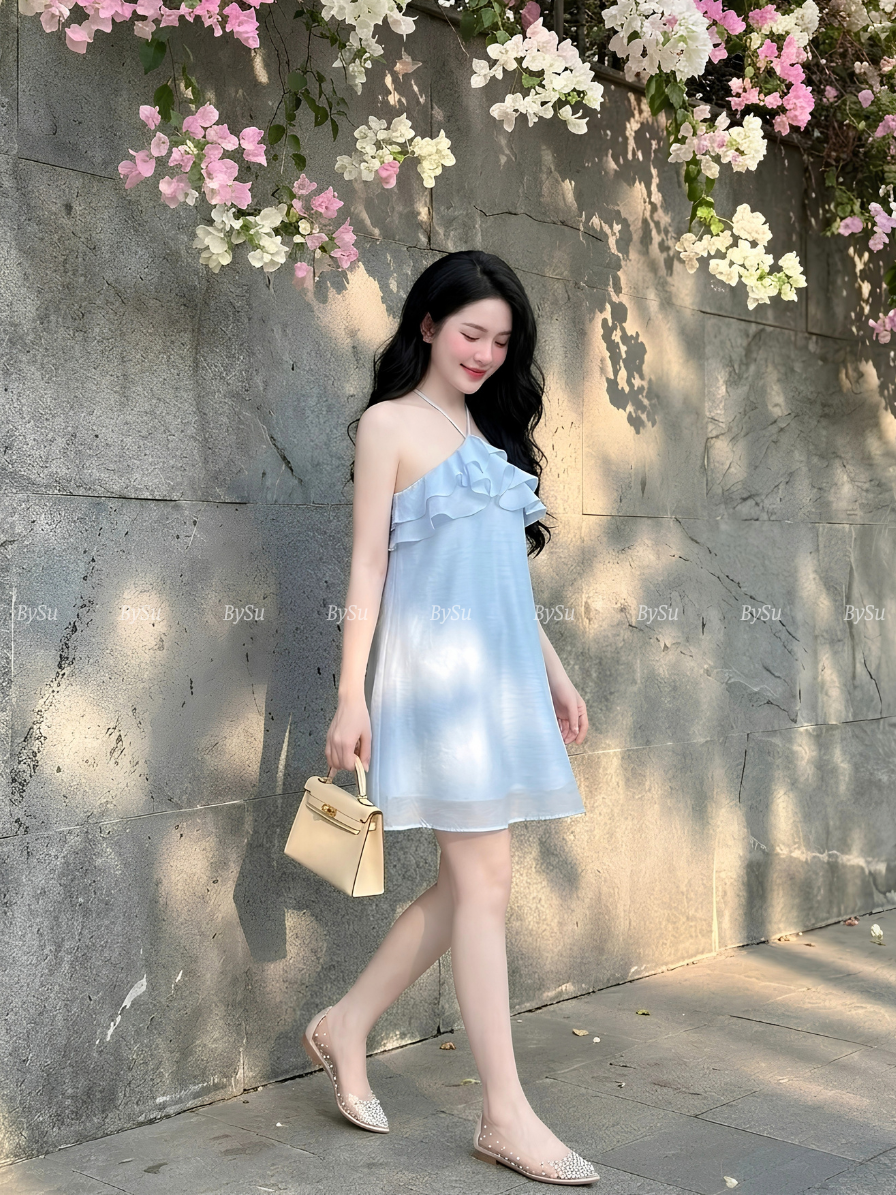 M41 - Đầm Tơ Cổ Yếm Phối Bèo Cao Cấp_thumbnail_4