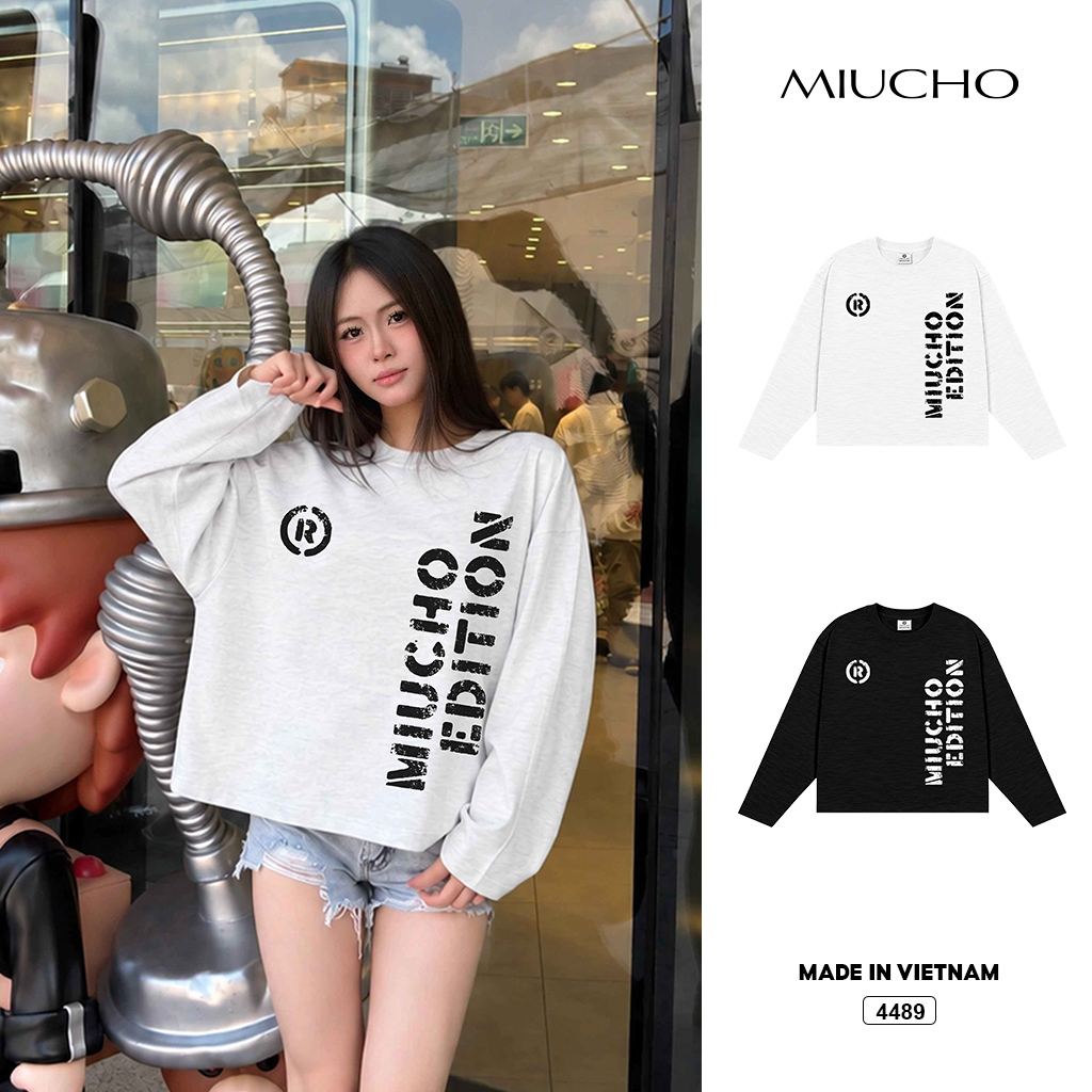 Áo thun boxy tay dài Miucho chất vải xược thoáng mát 4489