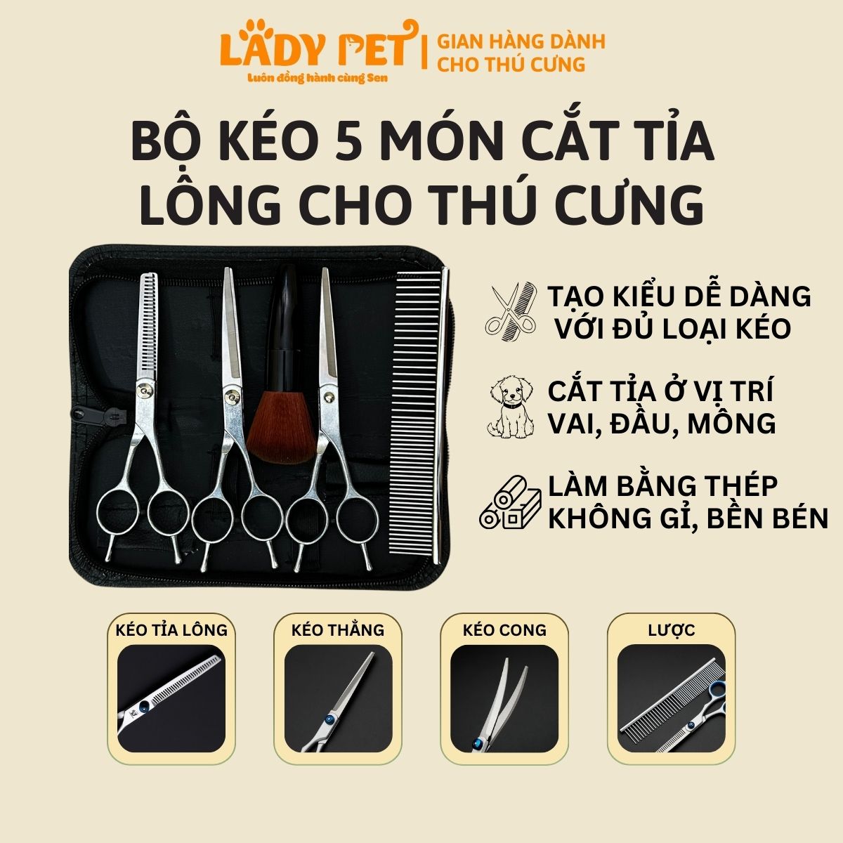 Bộ kéo cắt tỉa lông thú cưng