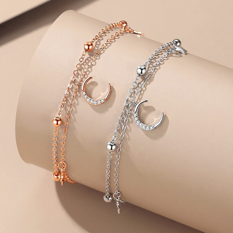 Vòng Tay Bạc Nữ S925 Thiết Kế Trăng Sao Đính Đá Cá Tính Hiện Đại HTT057_thumbnail_1