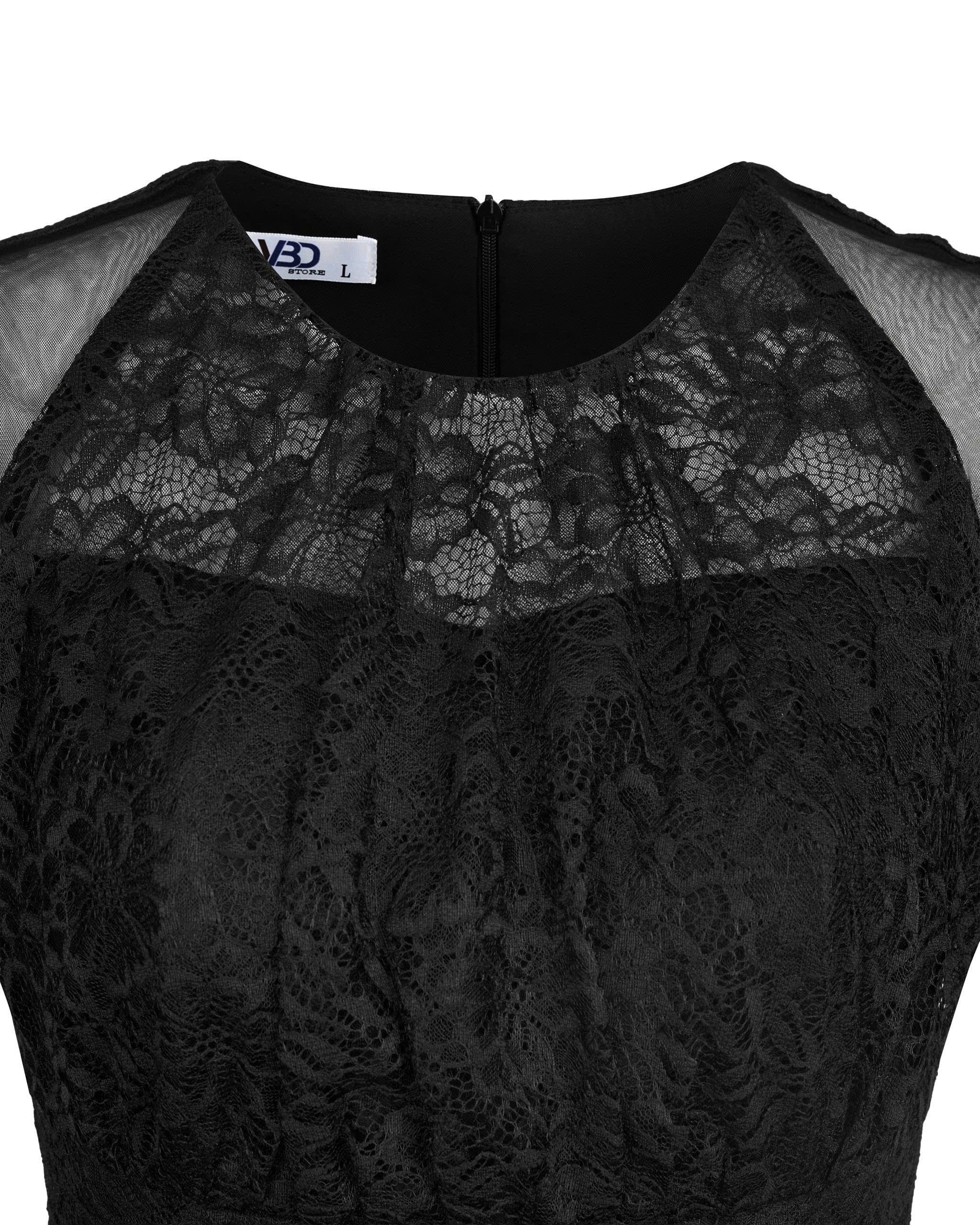 Đầm Ren Dáng A Phối Lưới Bigsize Nữ 2 Lớp Ren Hoa Lót Cotton Lạnh - Đen - Vừa 55-90kg - V-DA244_thumbnail_7