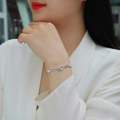 Lắc Tay Bạc Nữ Xinh Đính Đá Hình Trái Tim Tình Yêu S925 VDS041_thumbnail_1