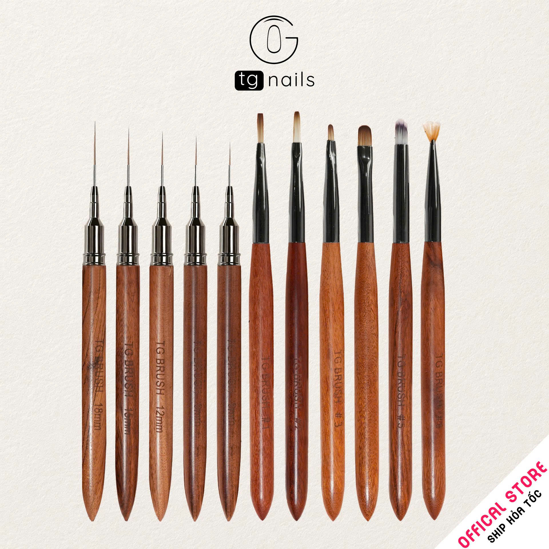 Cọ vẽ móng tay, dài 18cm(+/-10%), chất liệu thân cọ bằng gỗ ép công nghiệp đã qua xử lý nhiệt kết hợp nắp bằng sắt sơn phủ, đầu cọ bằng sợi lông nhân tạo, ký hiệu KL030, mới 100%_thumbnail_1