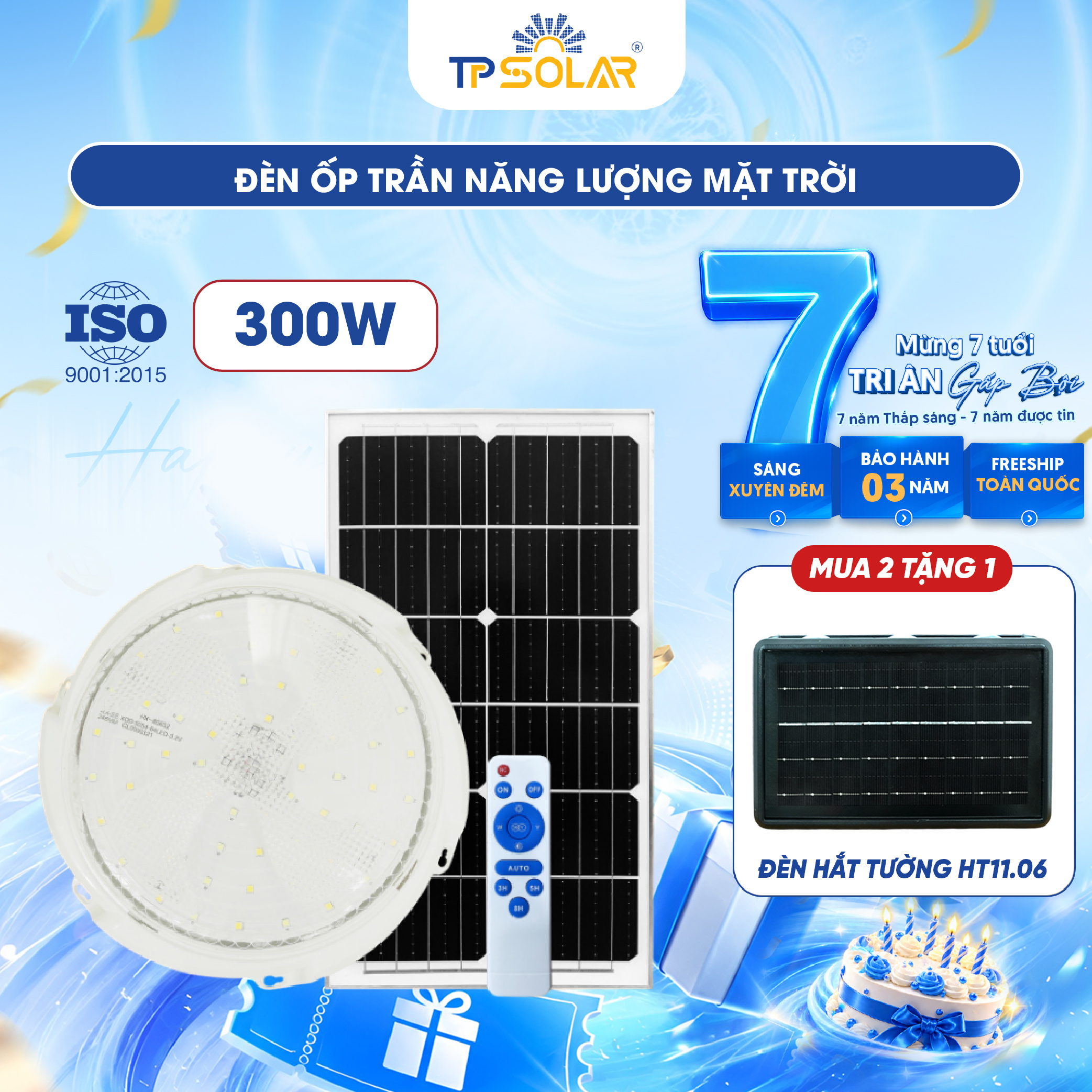 Đèn ốp trần năng lượng mặt trời TP SOLAR OT01