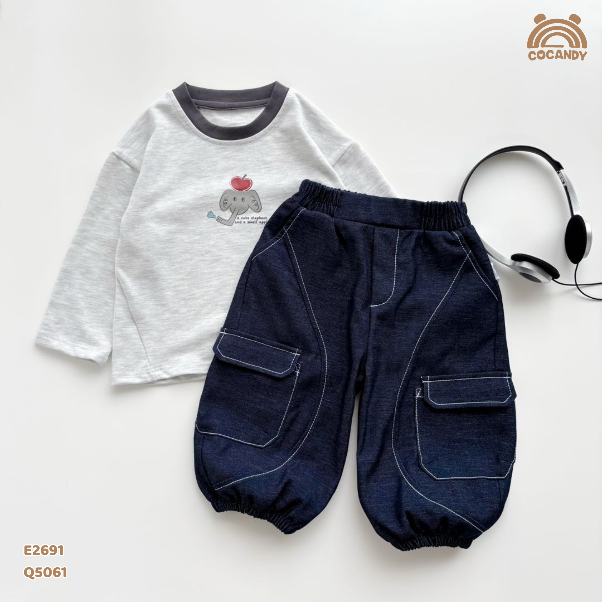 Quần dài XANH denim ống bom túi hộp