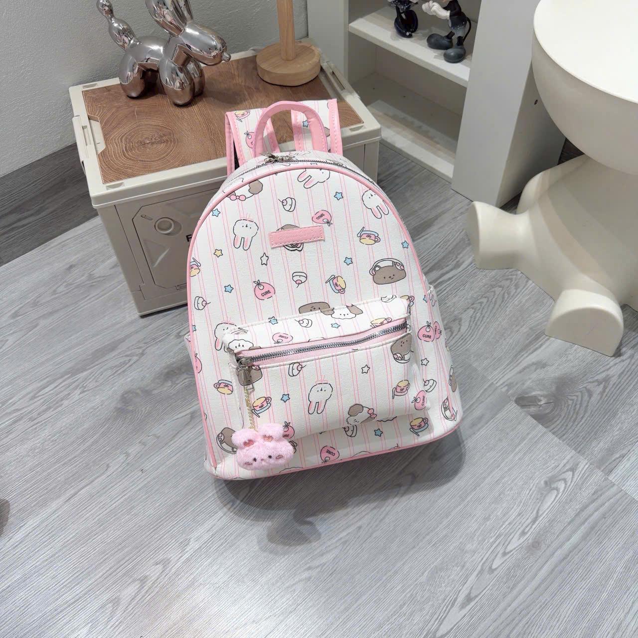 [Tặng Móc Khóa] Balo Thời Trang Nữ In Hình Đáng Yêu Nhiều Ngăn Màu Sắc Pastel Dạo Phố BL392_thumbnail_2