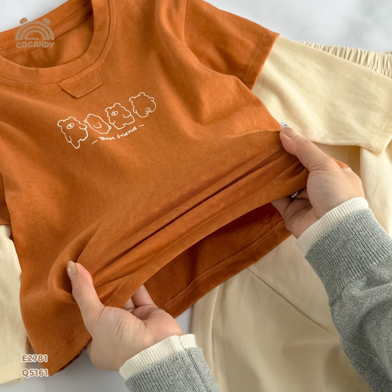 Áo dài cotton CAM phối tay BE_thumbnail_4