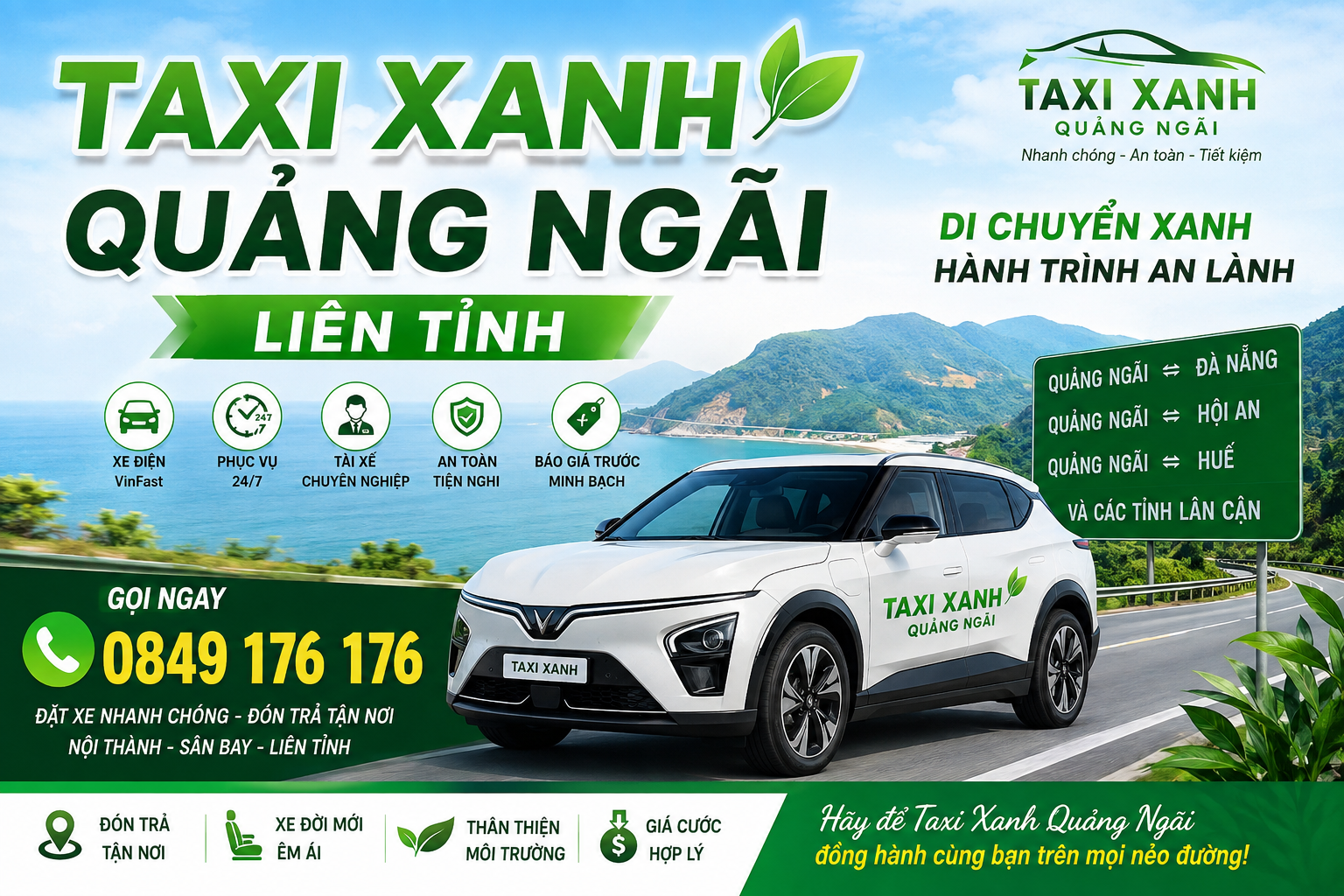 Taxi Xanh Quảng Ngãi Liên Tỉnh: Xu Hướng Di Chuyển 2026