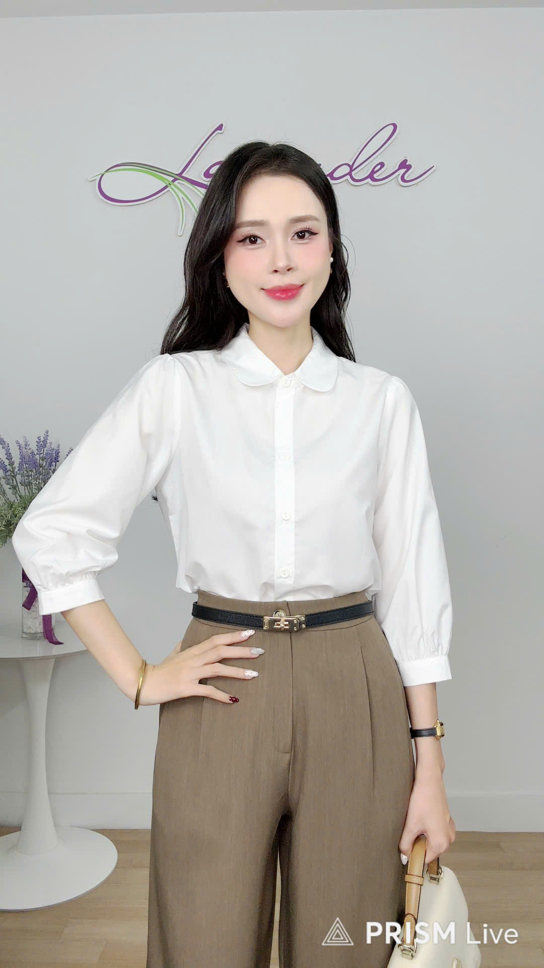 Áo sơ mi cổ sen tròn tay lỡ A4145