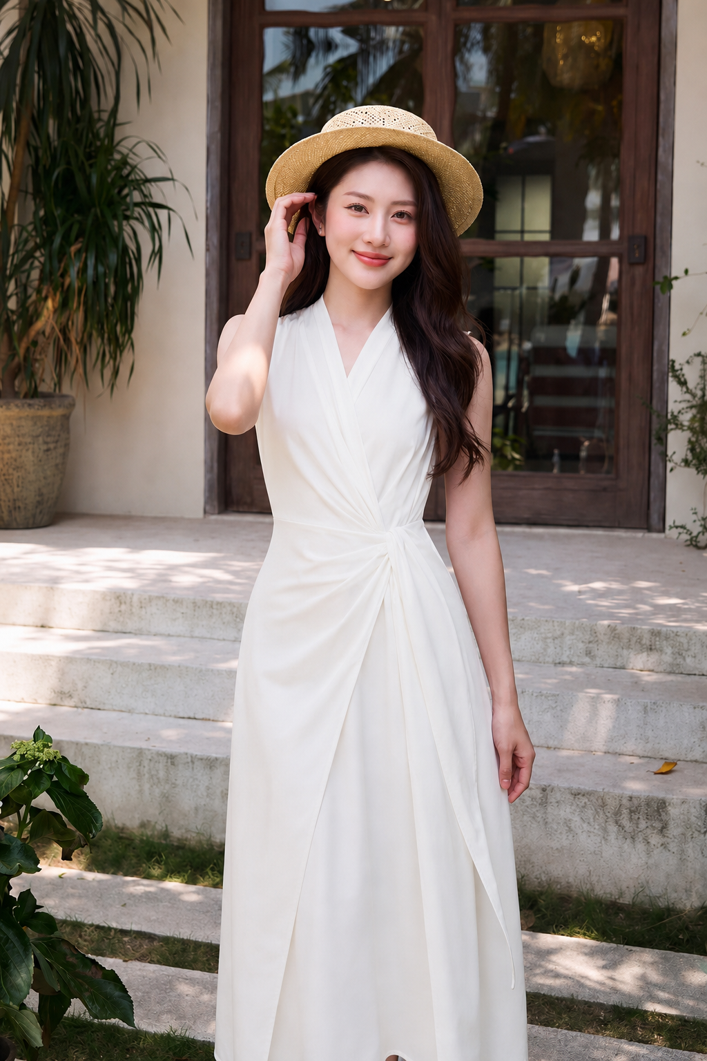 LV031 - VÁY TRẮNG ĐÁP CHÉO