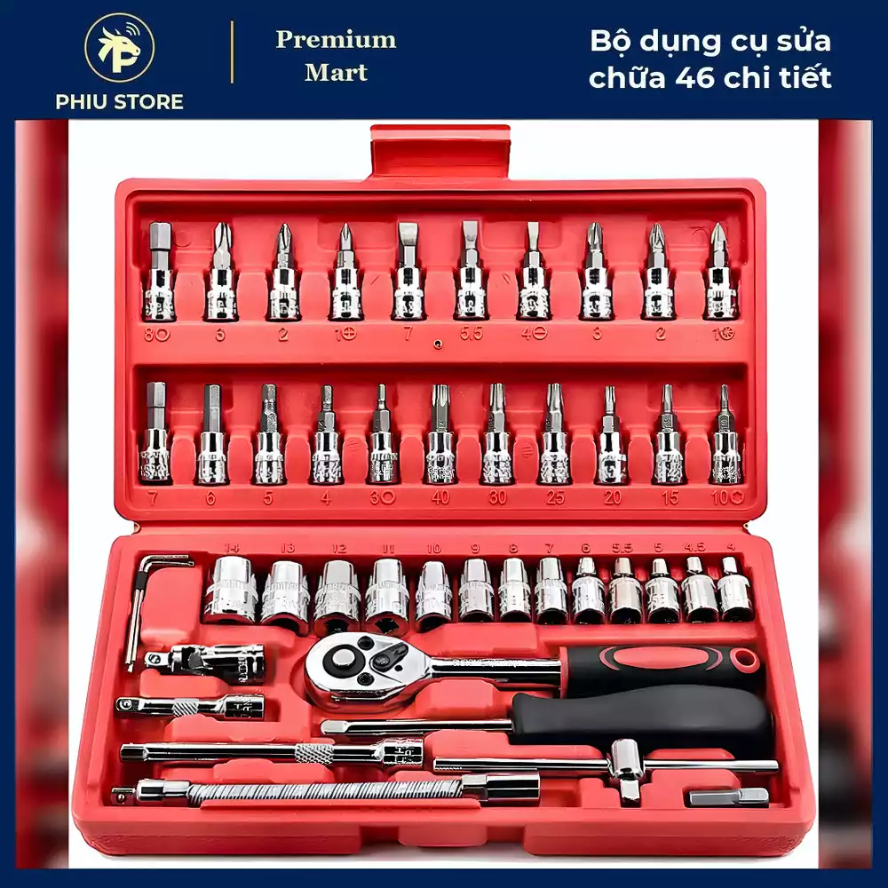 Bộ Tuýp Sửa Xe Máy - Bộ Dụng Cụ Sửa Chữa 46 Chi Tiết, Bộ Tuýp Sửa Xe Ô Tô - PHIU STORE_thumbnail_1