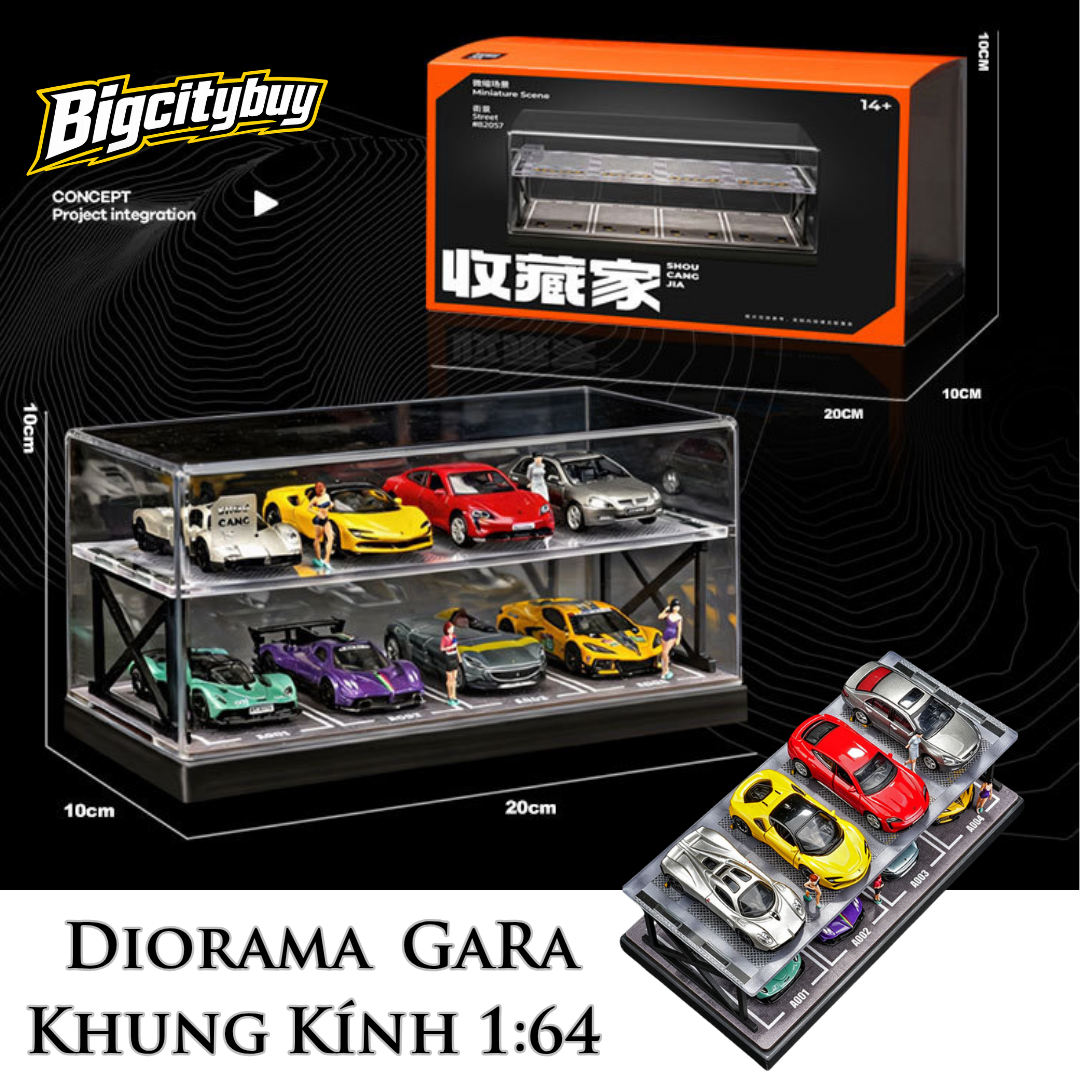 Garage Khung Thép 4 Tầng 1:64 Có Đèn – Diorama Lắp Ráp 3D Trưng Bày Xe Mô Hình Hot Wheels, Mini GT_thumbnail_10