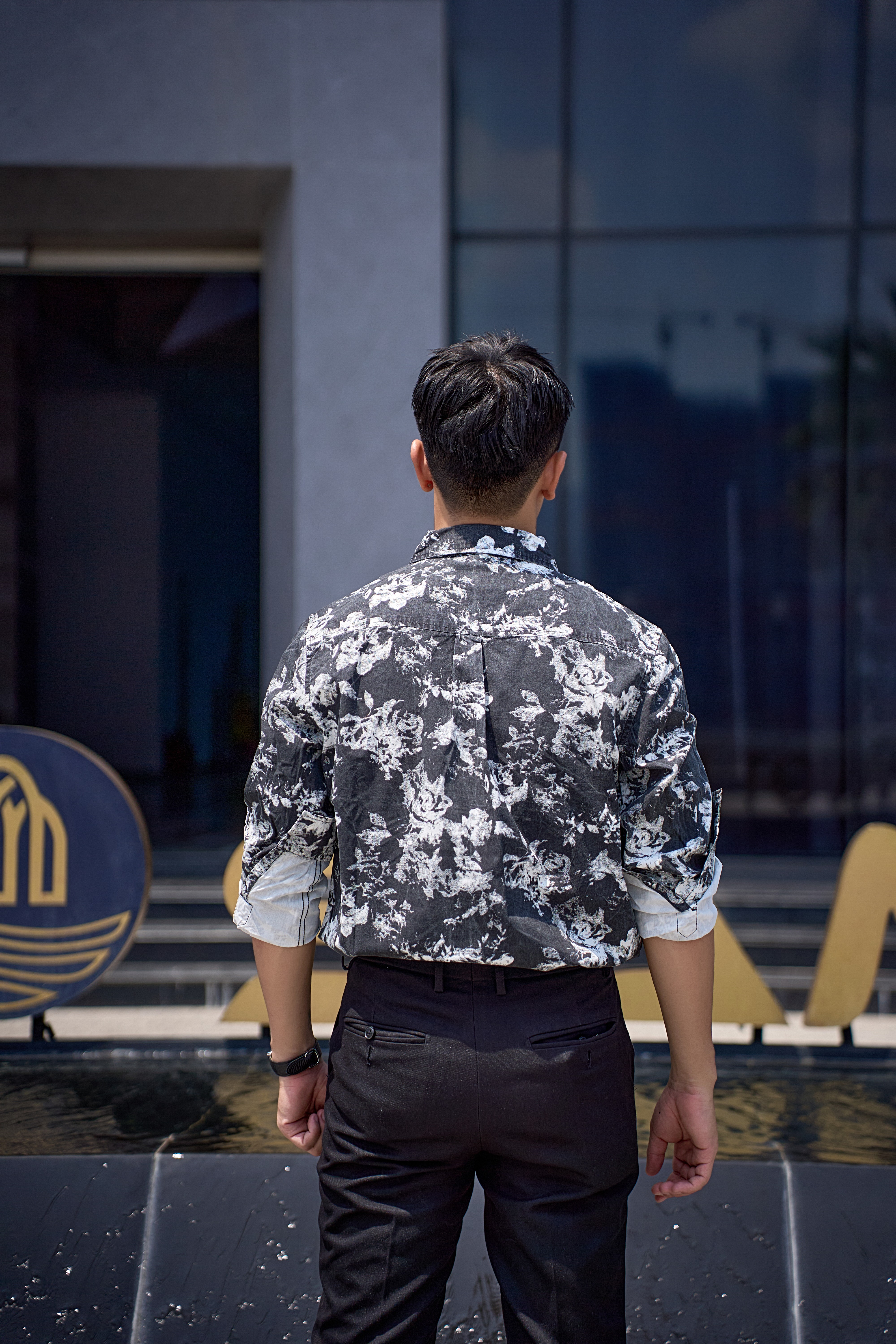 SA109 - Áo Sơ Mi Nam Tay Dài Phong Cách Nhật Bản In Hoa Đen Trắng Thời Trang_thumbnail_10
