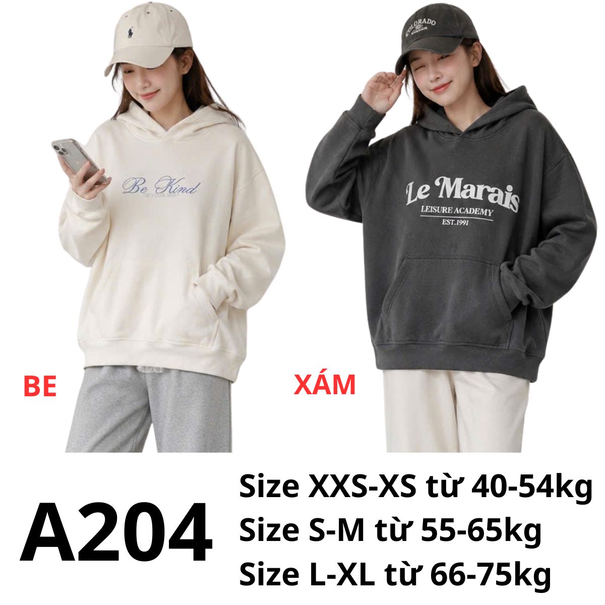 A204 - Áo hoodie Wash