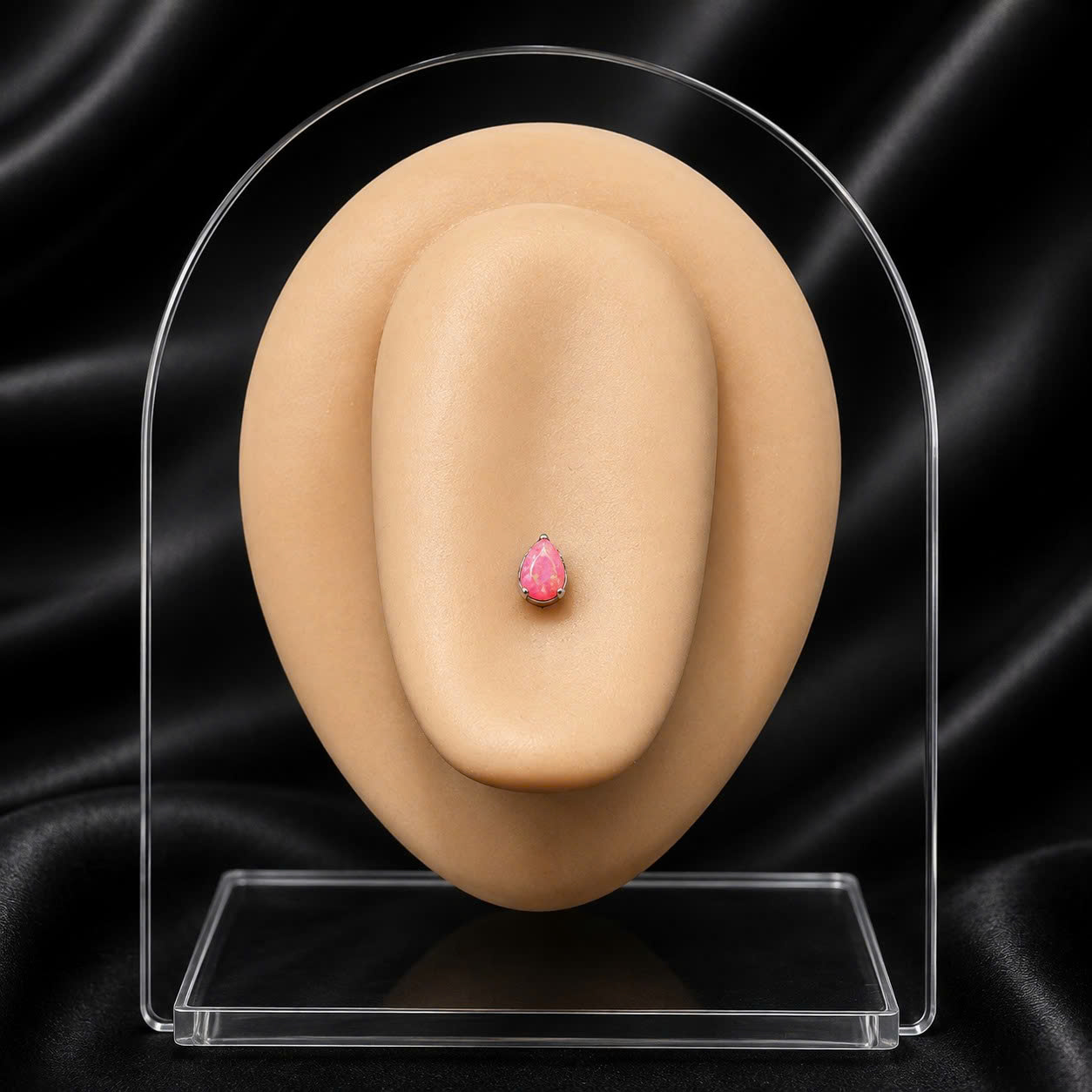 khuyên lưỡi titan giọt nước opal hồng 3mm._thumbnail_3