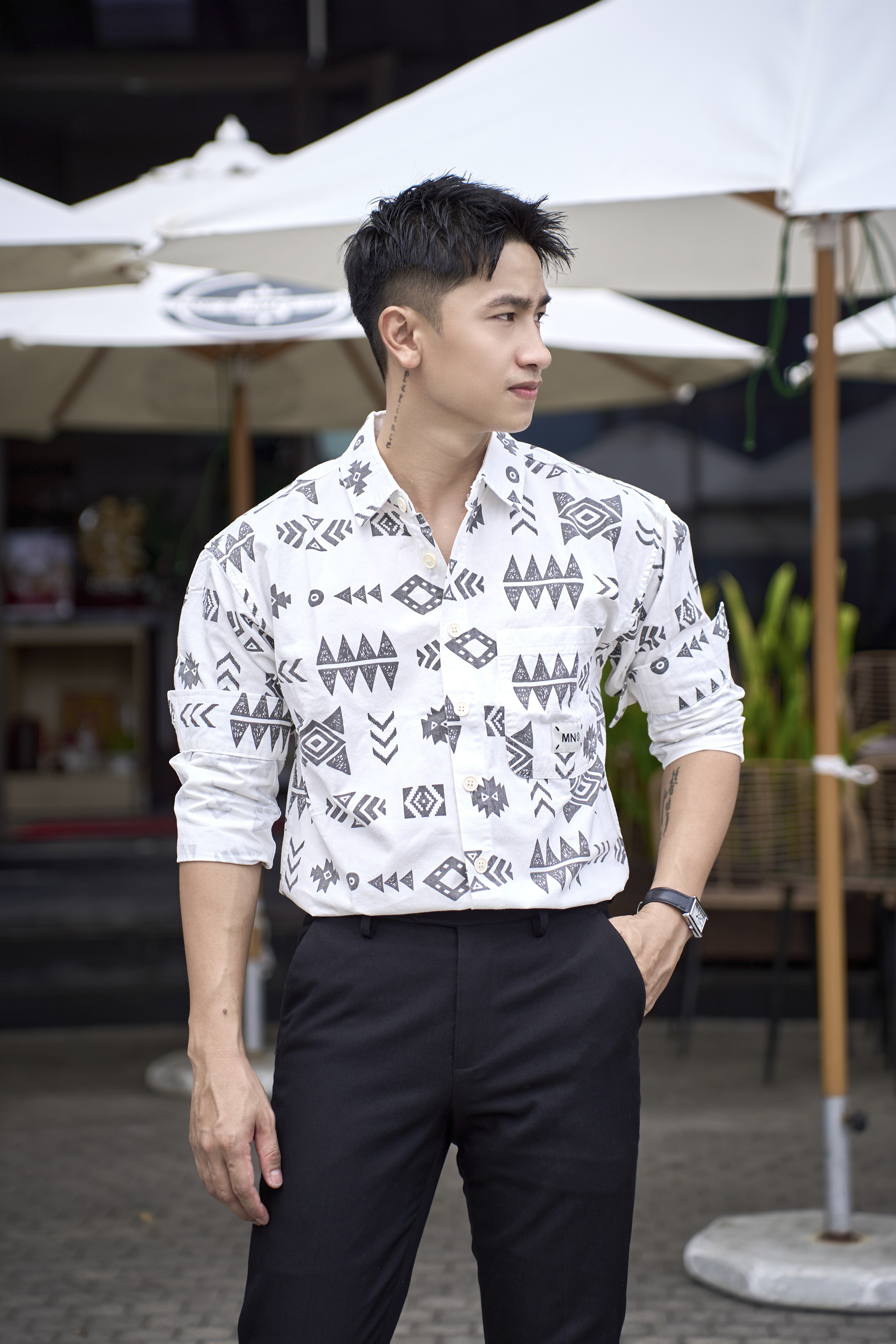 SA121 - Áo Sơ Mi Nam Tay Dài In Họa Tiết Phong Cách Nhật Bản Chất Cotton Mềm Mại
