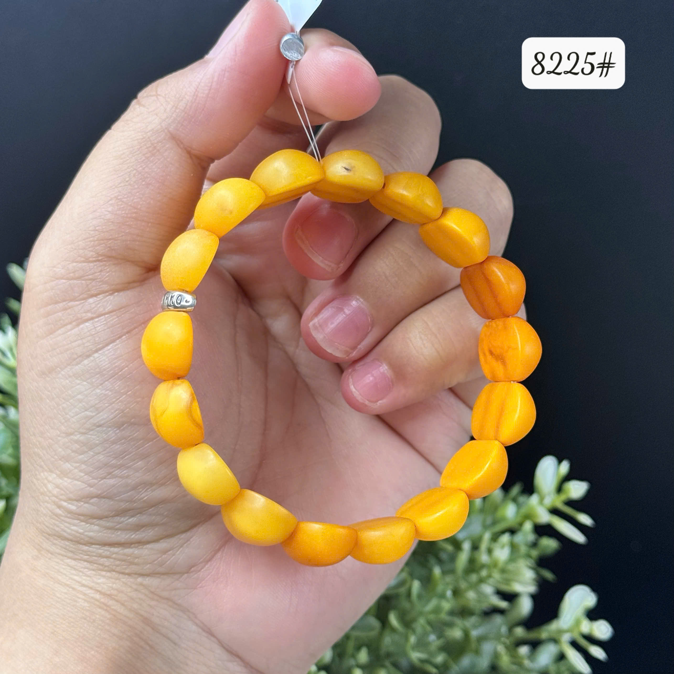 Lắc Tay Bản Hổ Phách Mật Lạp Vàng Bơ Hạt Oval Mài Lì - 8225_thumbnail_3