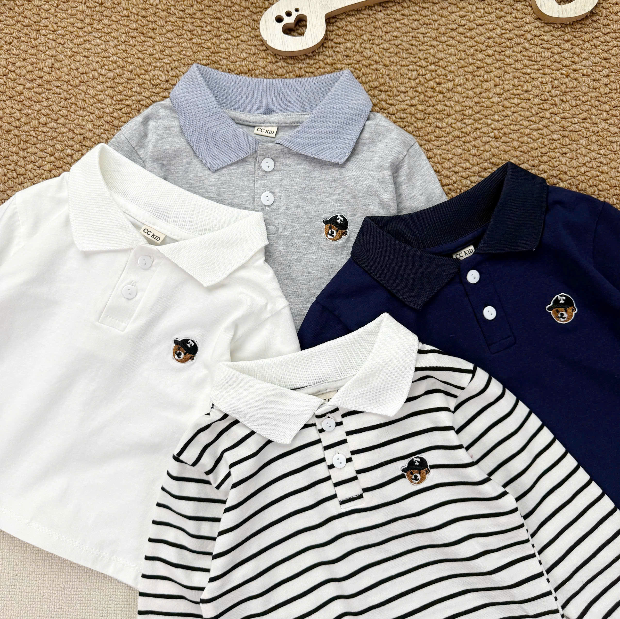 M87 SET 4 ÁO POLO DÀI TAY THÊU MẶT GẤU- A106.302