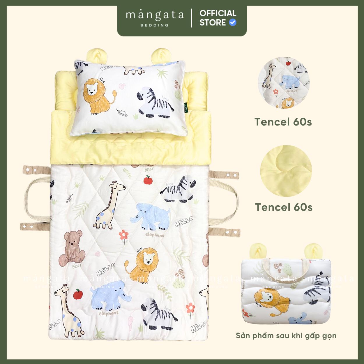 Mẫu Vườn thú - Bộ chăn gối gấp gọn đi học 
