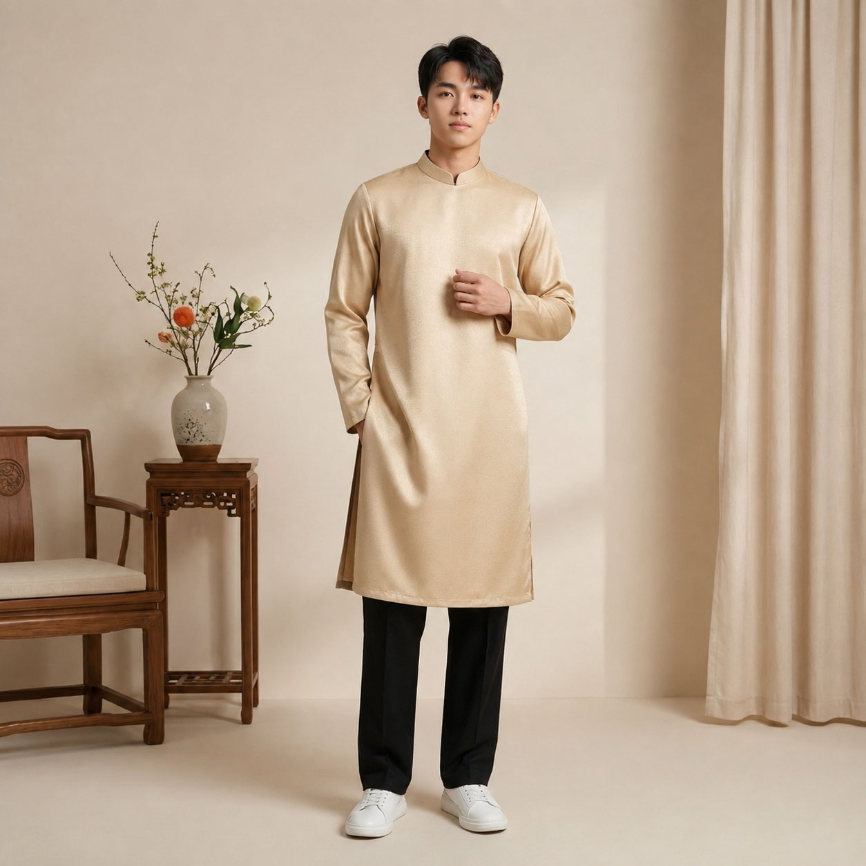 Áo Dài Nam Cách Tân Tây Thi Dáng Suông Cao Cấp NA26-20_thumbnail_4