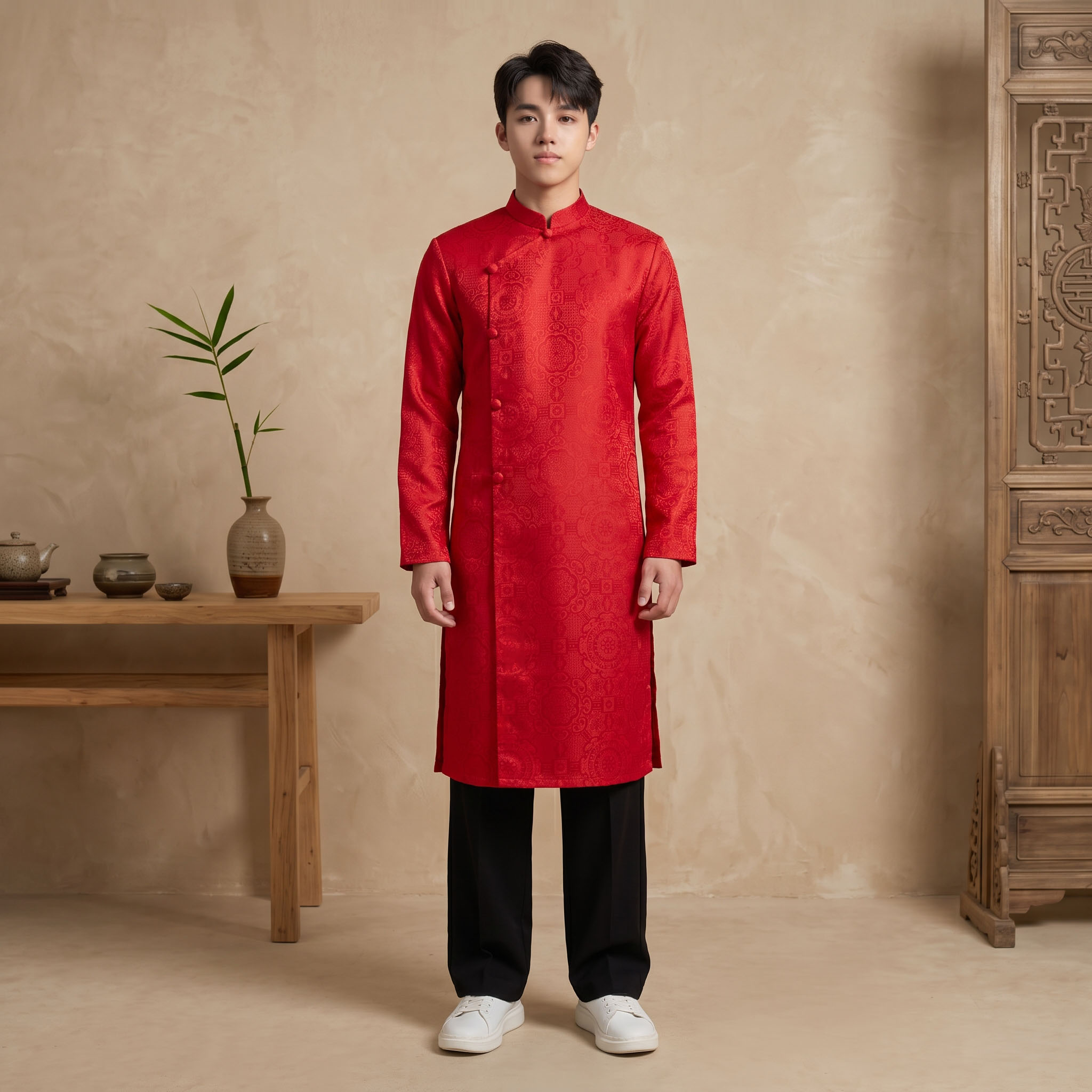 Áo Dài Nam Cách Tân Gấm Vân Cao Cấp Nhiều Màu Mặc Cưới Hỏi, Tết, Sự Kiện NA26-17_thumbnail_12
