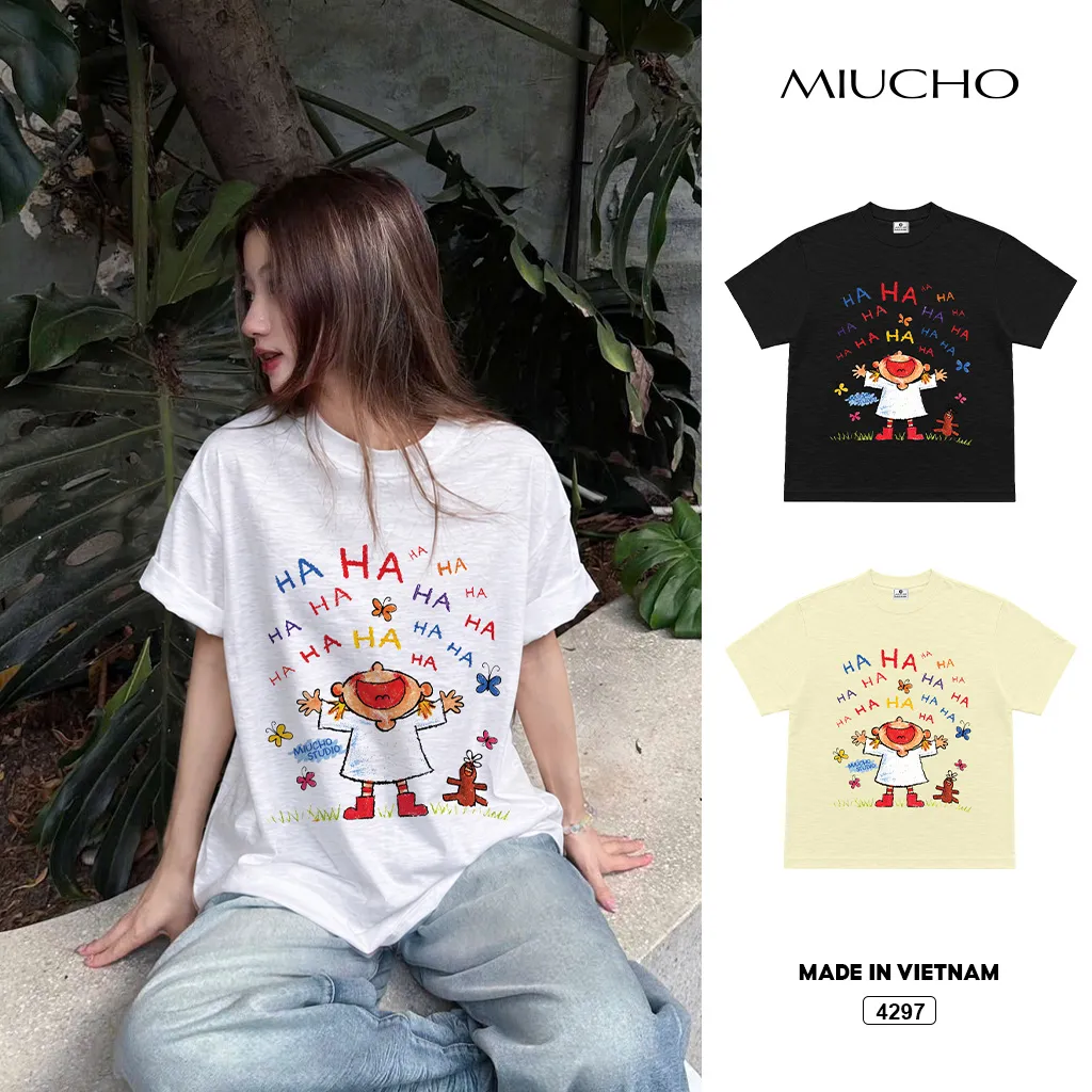 Áo thun boxy unisex chất vải xước Miucho 4297
