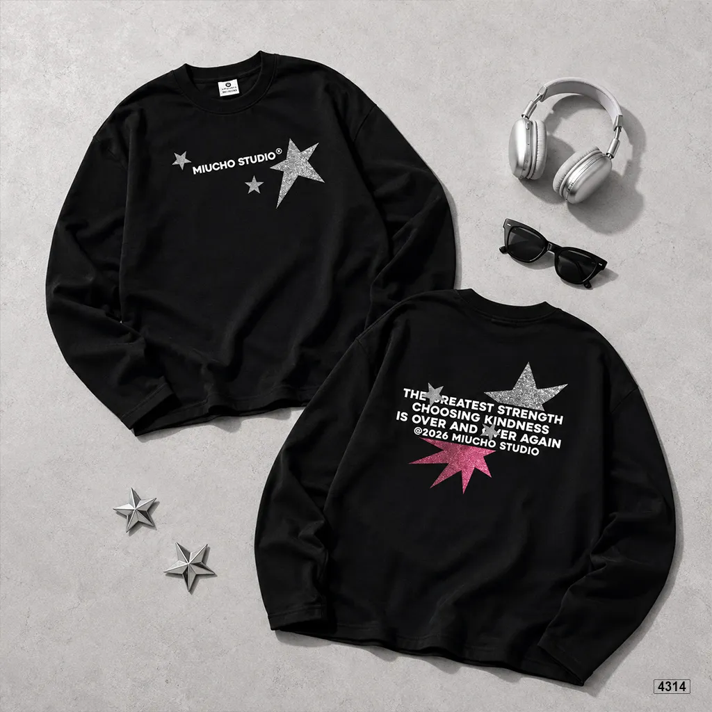 Áo thun tay dài unisex form boxy star strength Miucho 4314_thumbnail_7