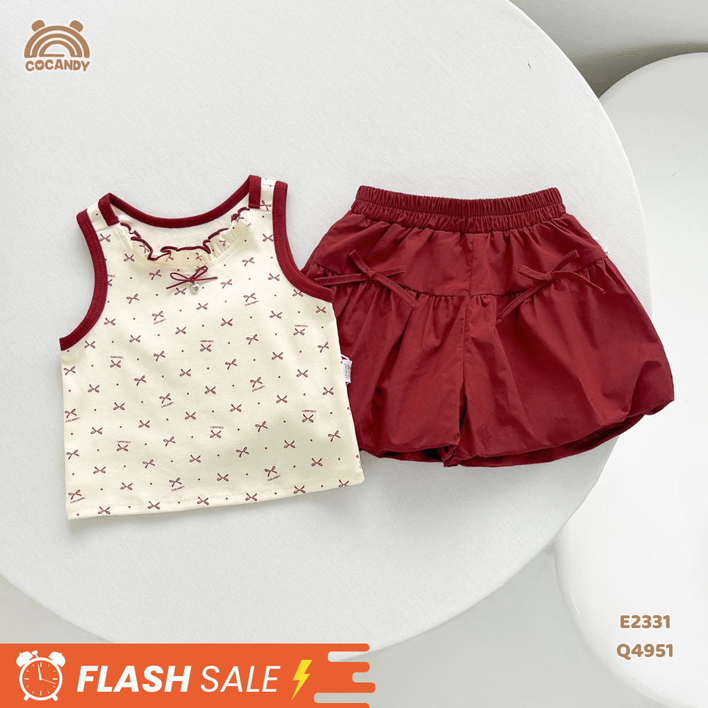 Áo sát nách cotton BE hình nơ đỏ