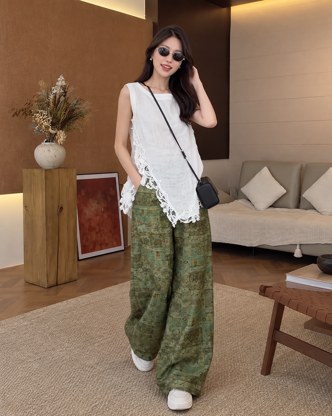 MA068 - Áo Linen trắng nữ tính, thanh lịch
