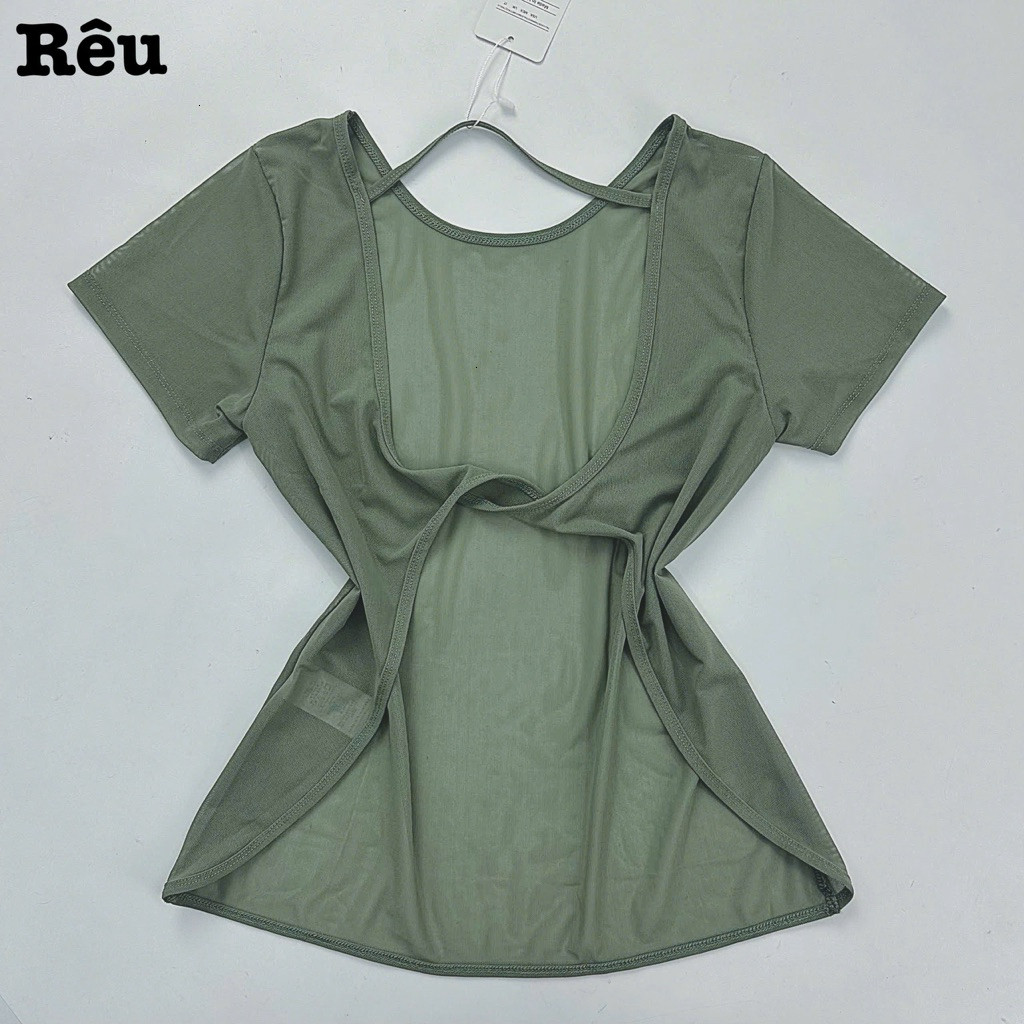 Áo Tanktop Thể Thao Nữ Tay Ngắn Hở Lưng Form Rộng Vải Lưới Mè Thoáng Khí Nhanh Khô_thumbnail_11
