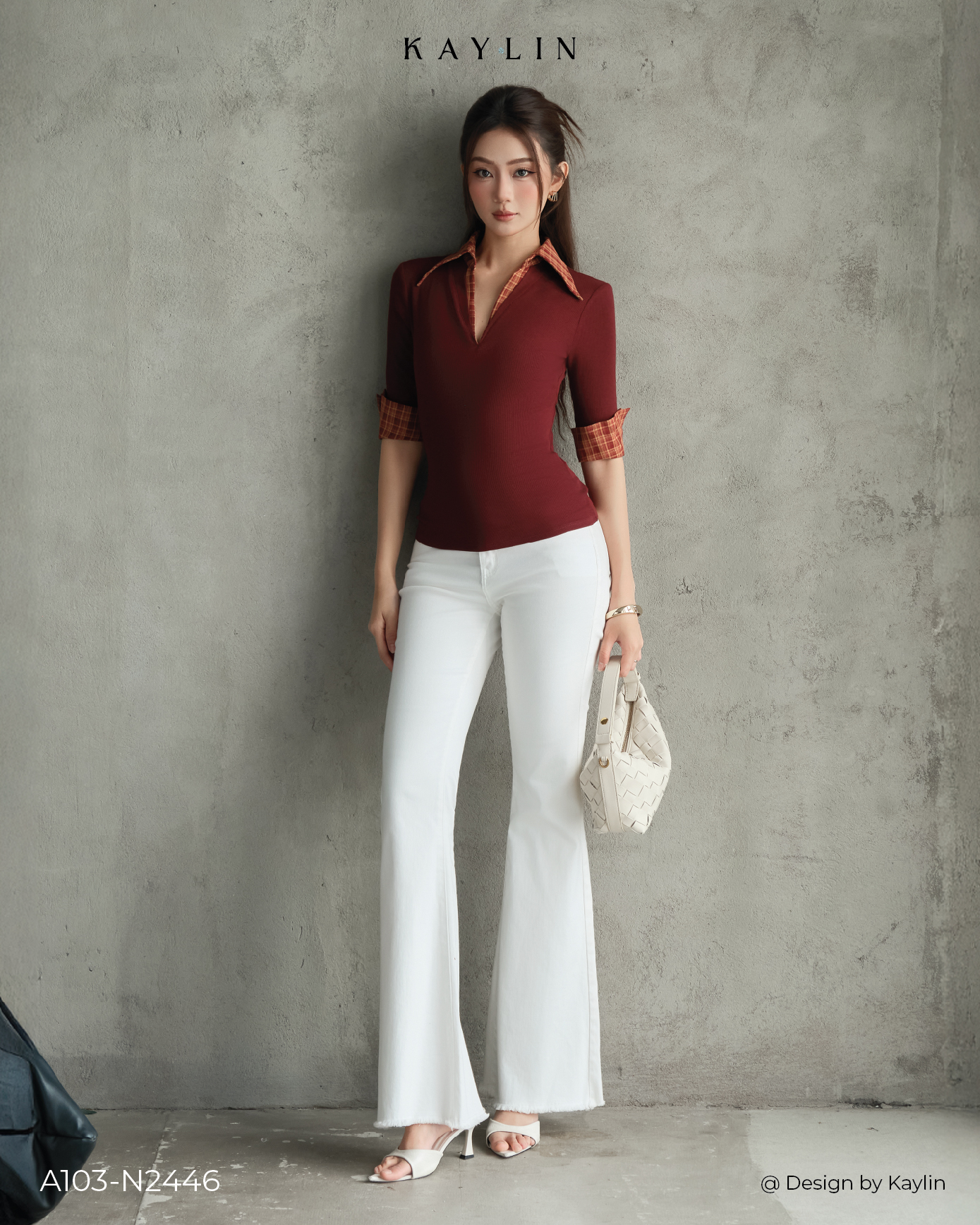 Áo Thun Ôm Cổ Bẻ Tay Lửng KAYLIN COCO COLLAR TOP
