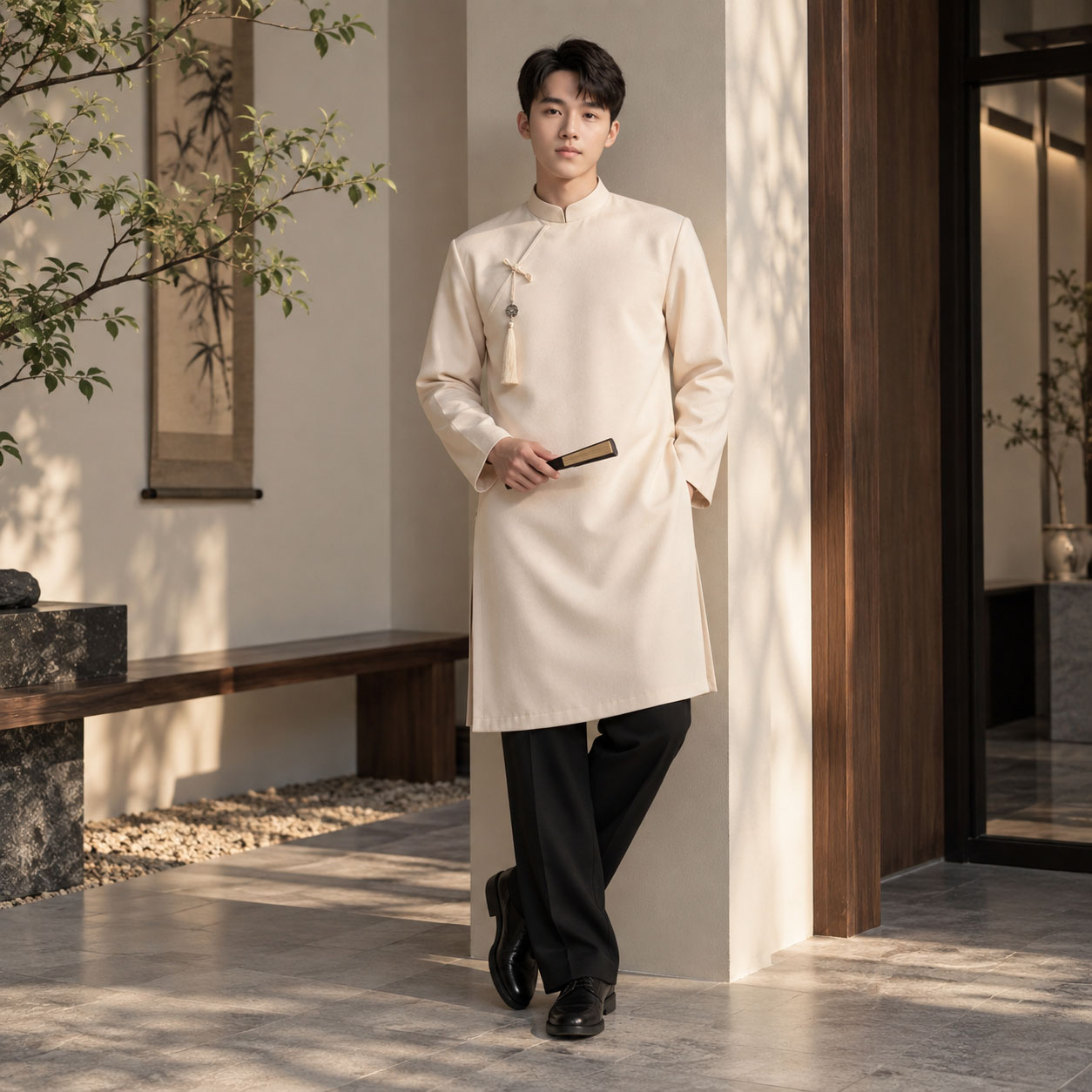 ÁO DÀI NAM CÁCH TÂN CỔ ĐỨNG TAFFETA NA26-24_thumbnail_2
