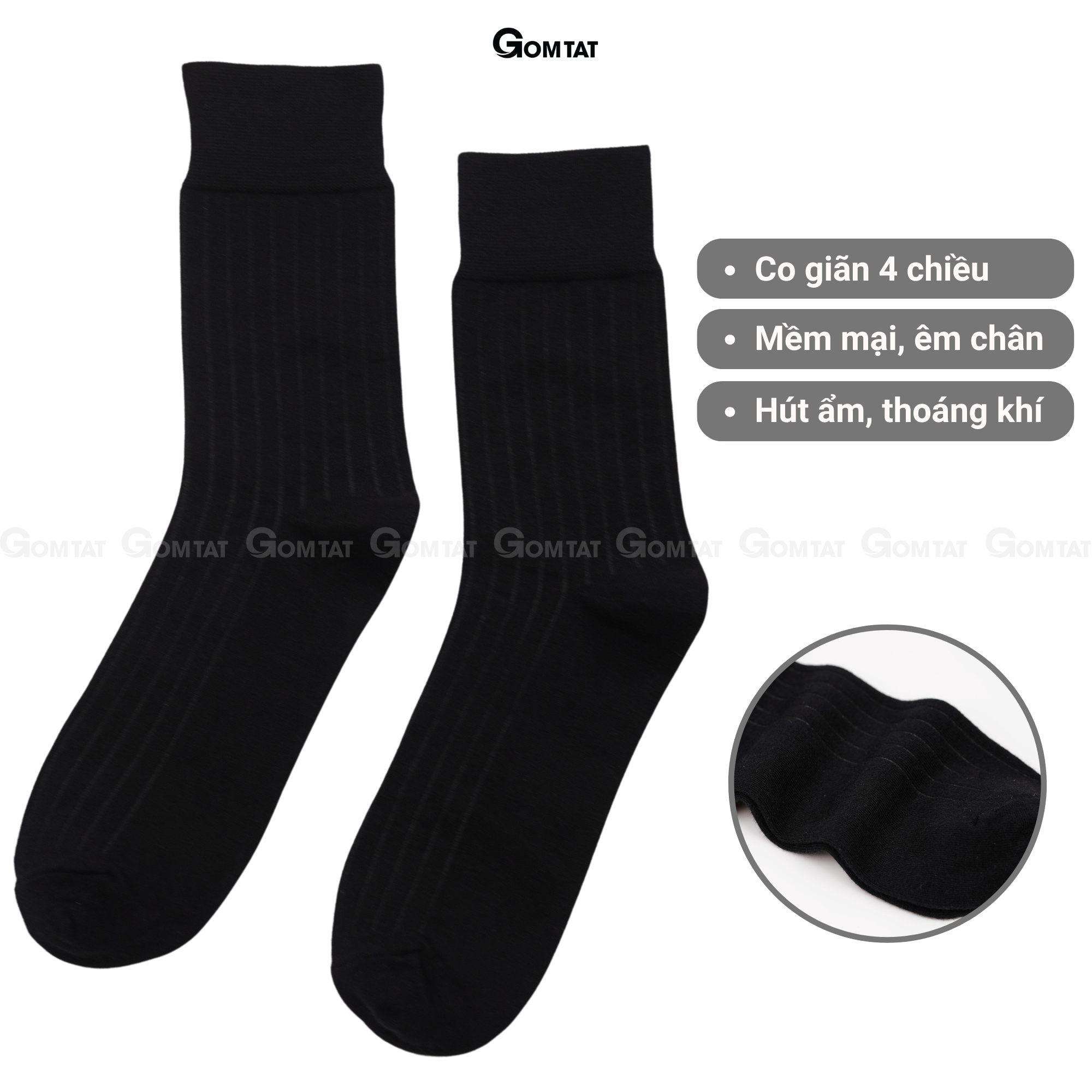 Hộp 5 đôi tất nam đi giày tây cao cổ GOMTAT gân chìm, vớ công sở nam thoáng khí LUX-TAYCHIM_thumbnail_9