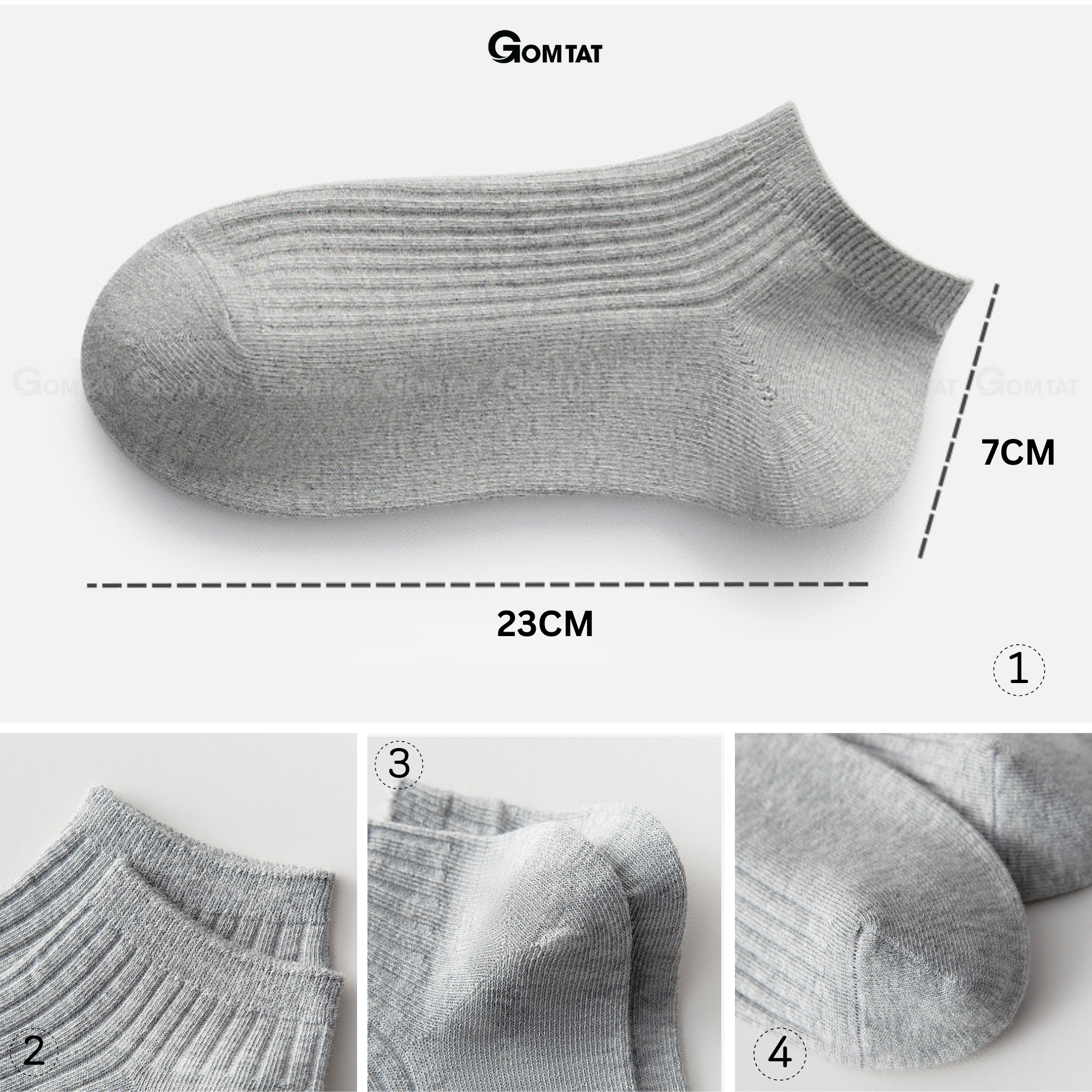 Combo vớ cổ thấp nam GOMTAT trơn basic, chất liệu cotton cao cấp hút ẩm thoáng khí khử mùi -MIA-2005_thumbnail_5