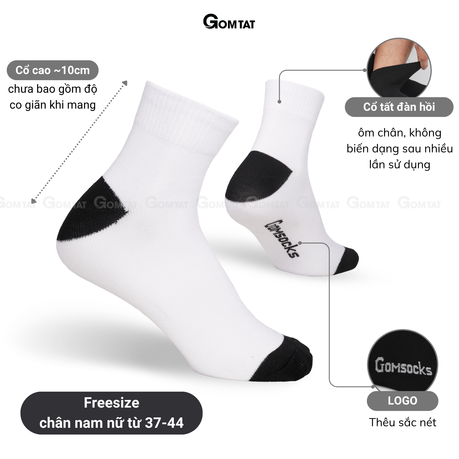 Tất cổ cao nam nữ GOMTAT trơn màu basic thoáng khí - VNX-SOCKS-CAO_thumbnail_8