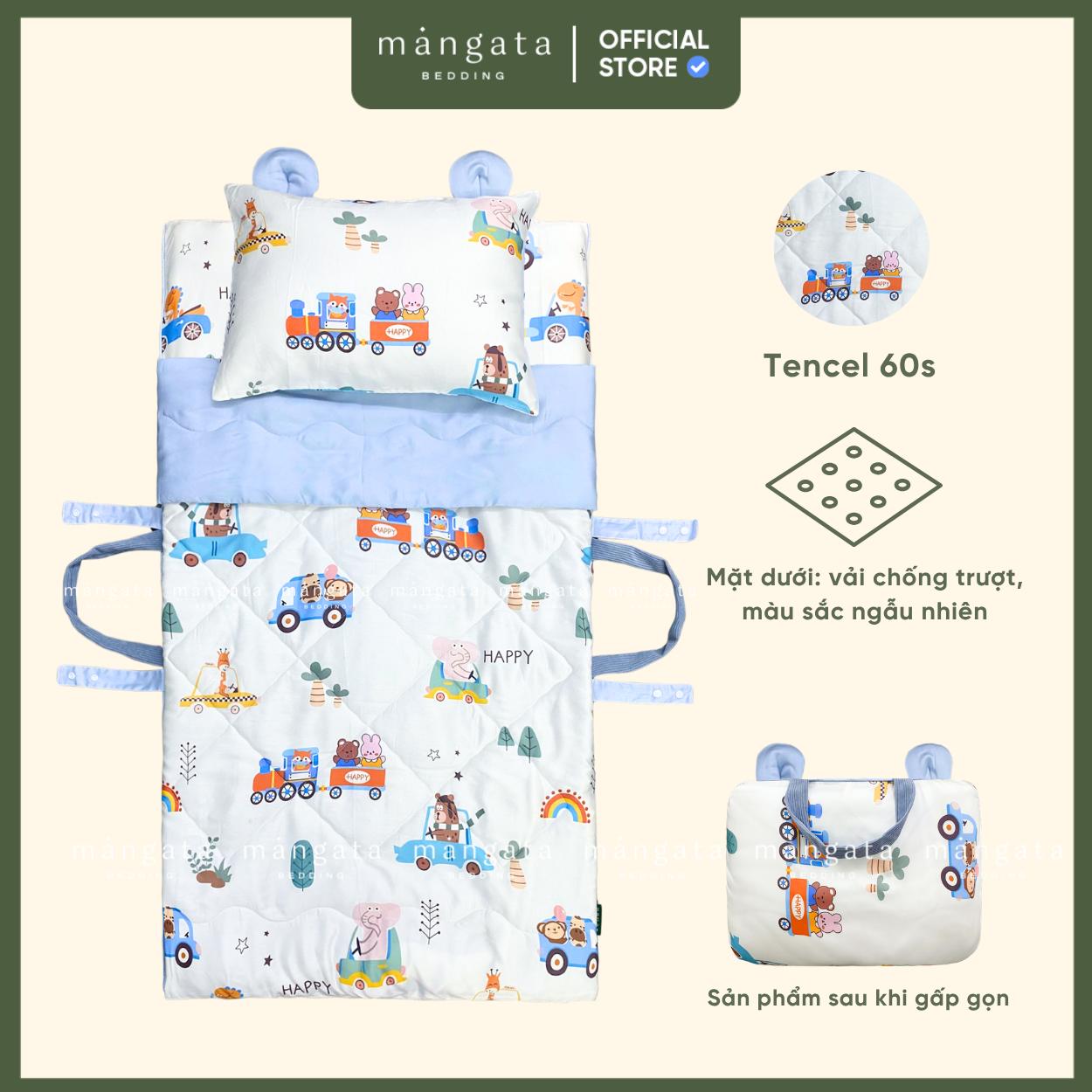 Mẫu Ô tô sở thú - Bộ chăn gối gấp gọn đi học