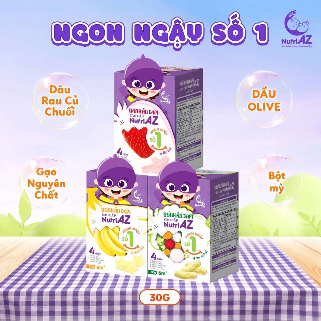 Bánh Ăn Dặm Cao Cấp NutriAZ Vị Trái Cây, Rau Củ Cho Trẻ Từ 6 Tháng Tuổi_thumbnail_3