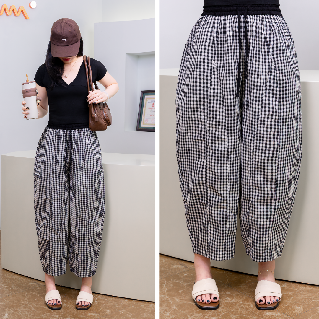 Q15 - Quần Bom Caro Nữ Cotton Form Rộng